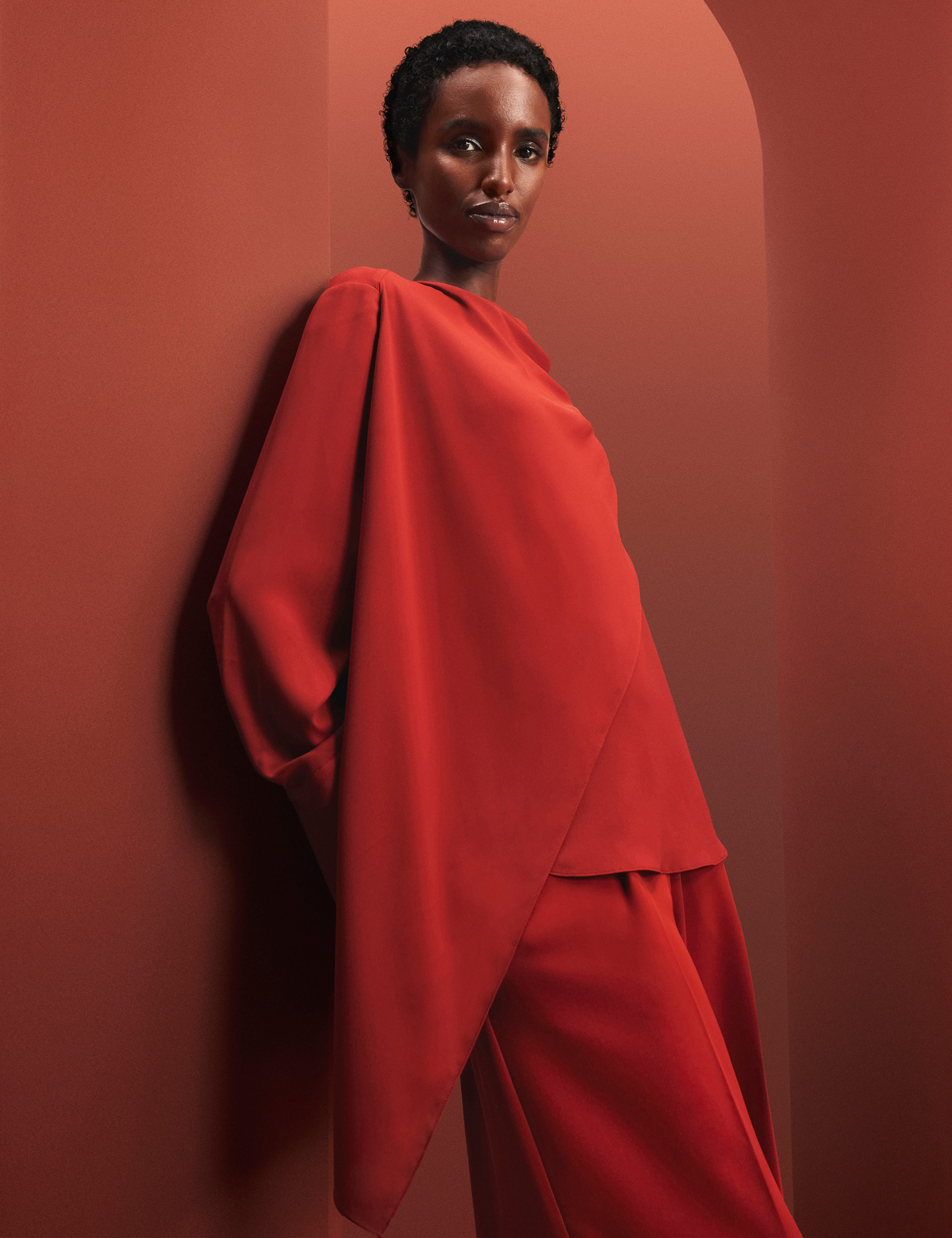 Draped Detail Cowl Neck Top