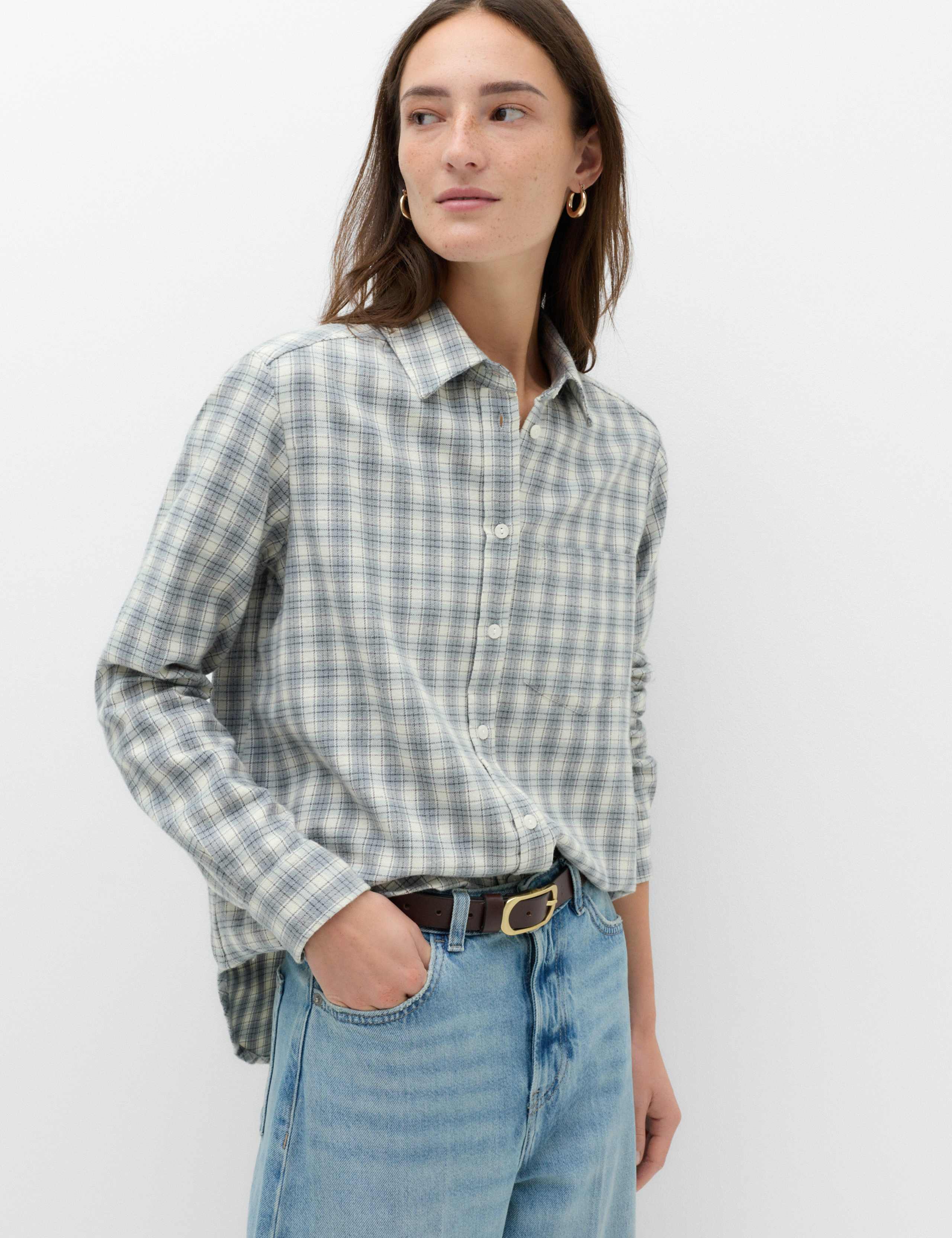 Pure Cotton Checked Collared Shirt