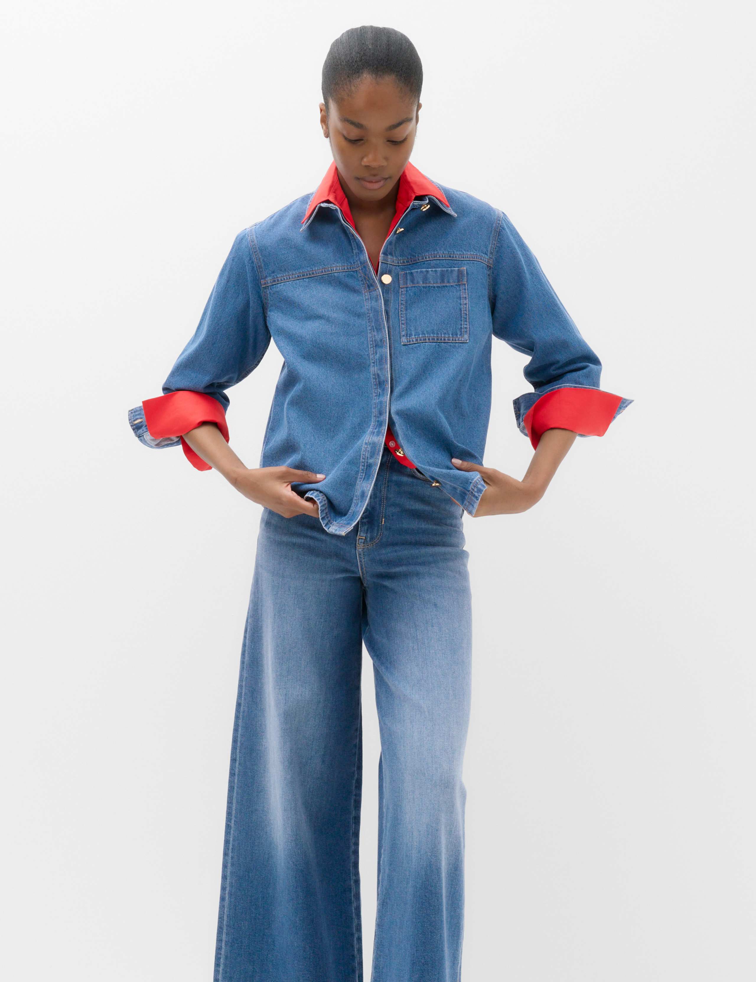 Pure Cotton Button Detail Collared Shirt