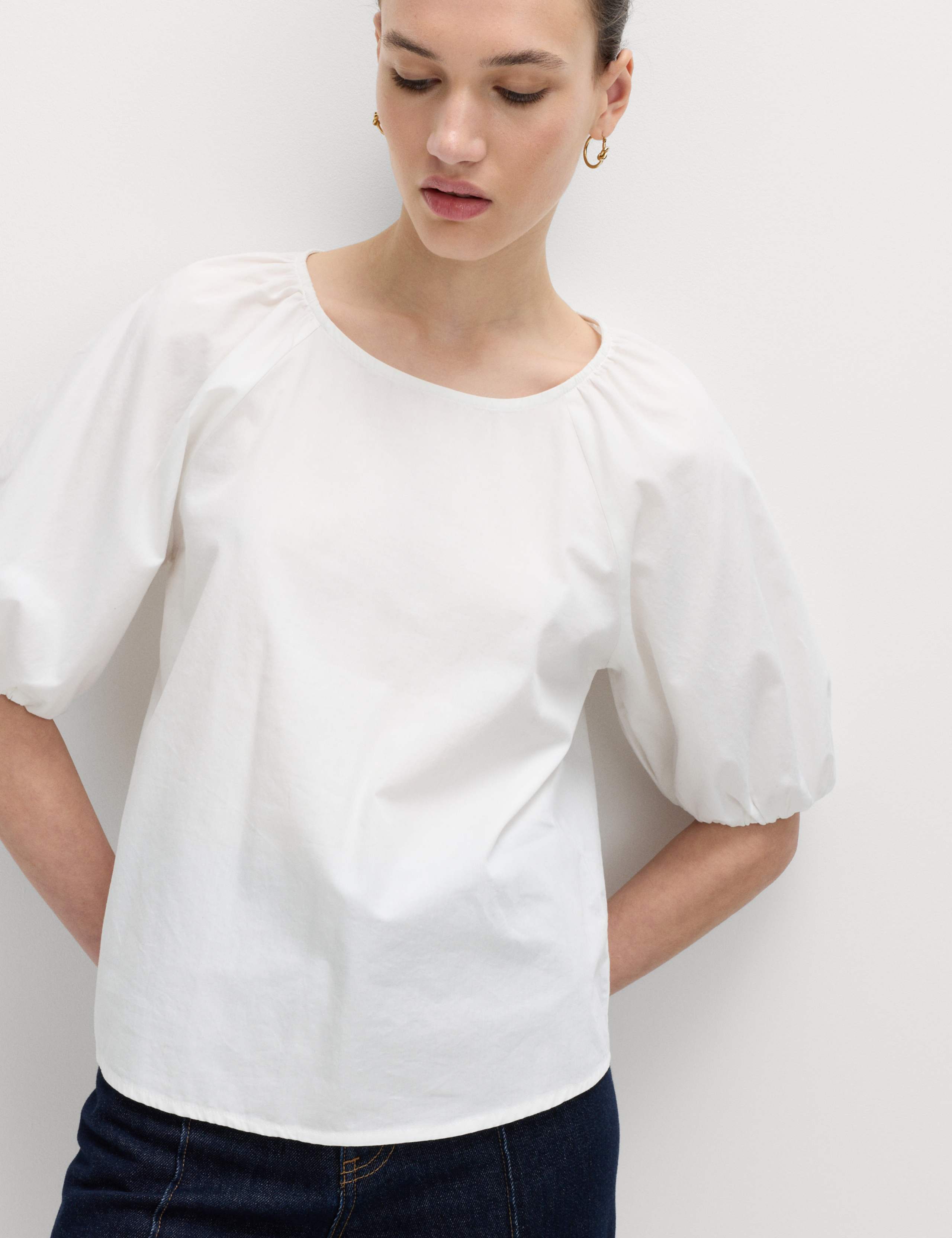 Pure Cotton Printed Puff Sleeve Blouse