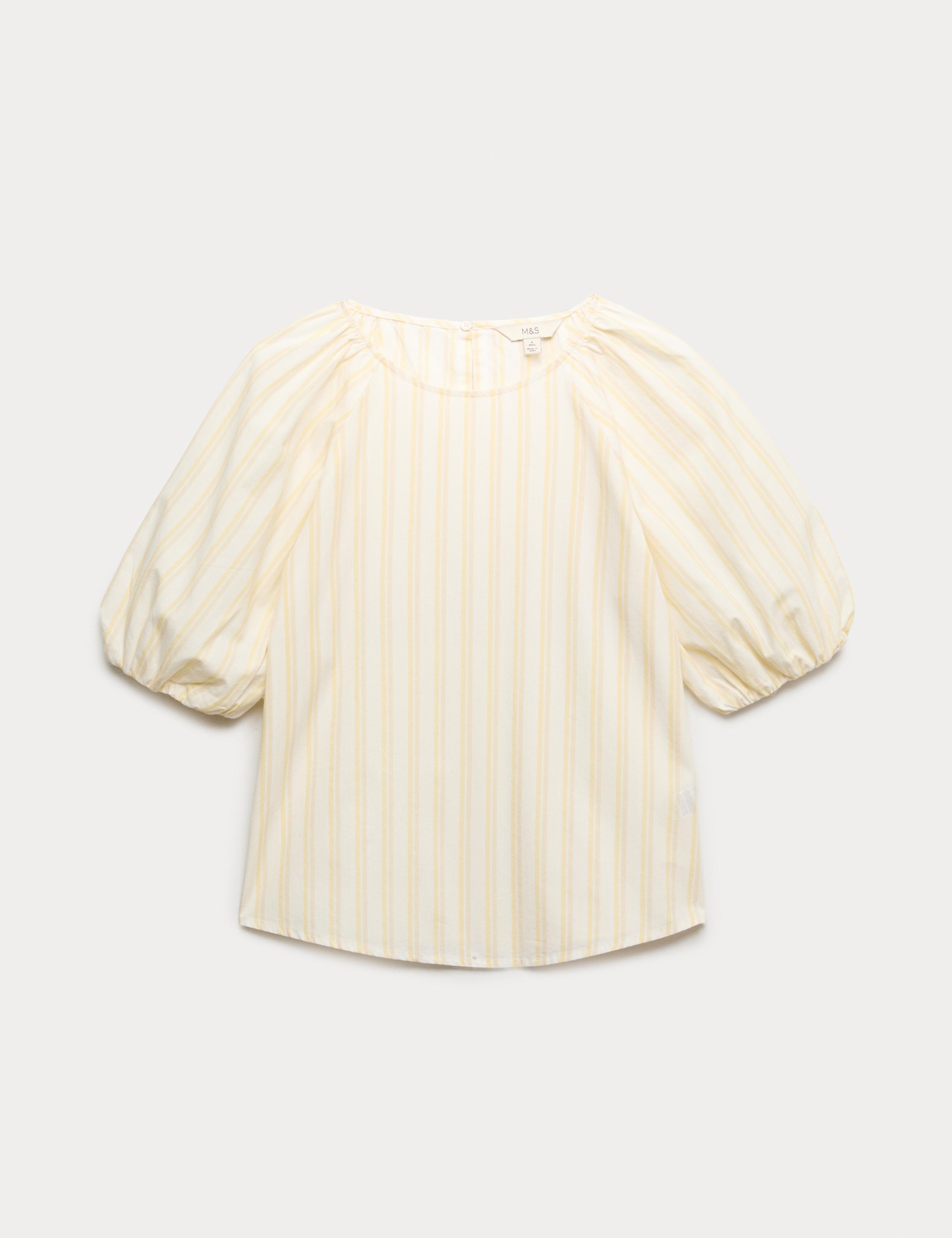 Pure Cotton Printed Puff Sleeve Blouse