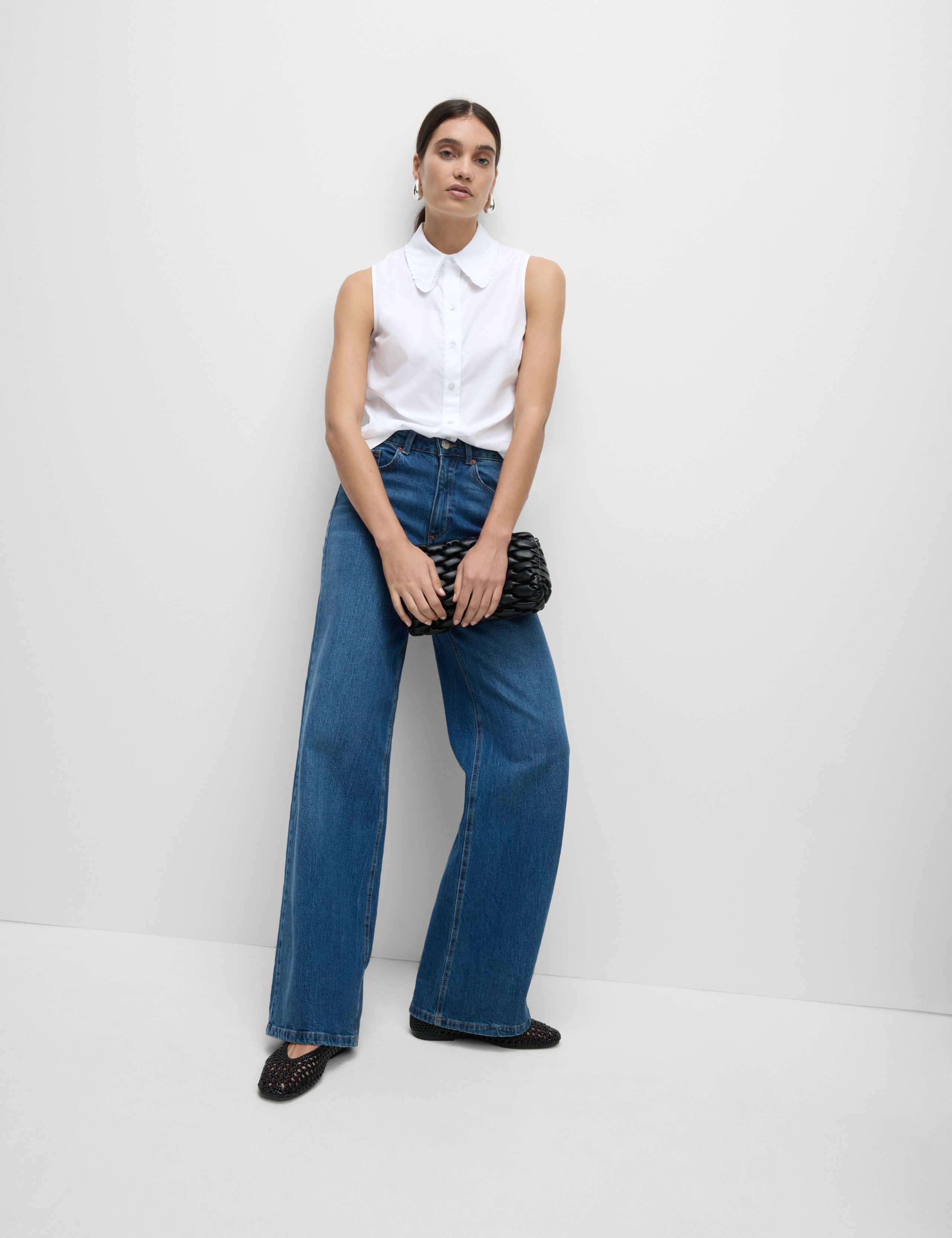 Pure Cotton Frill Detail Collared Shirt