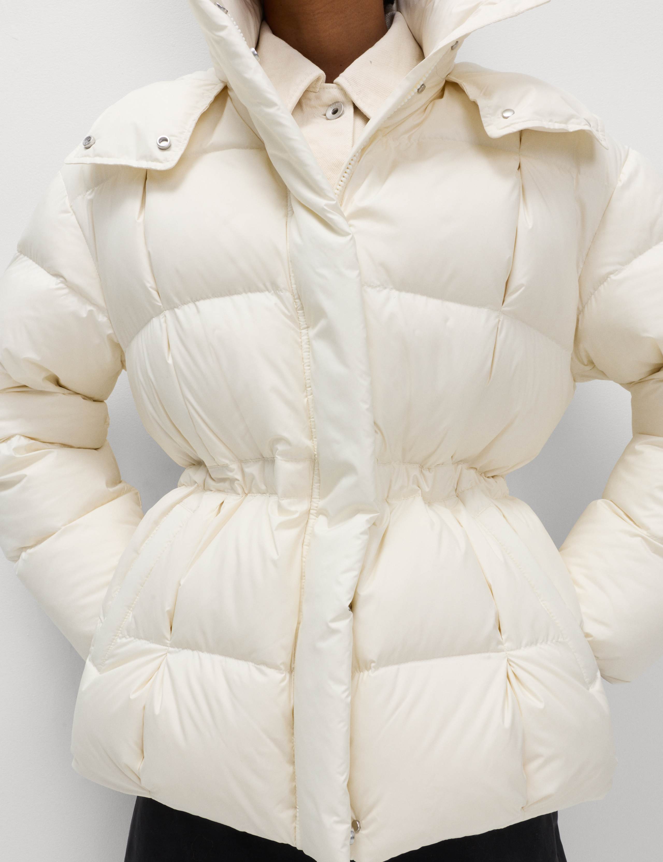 Feather & Down Blouson Hooded Puffer Jacket