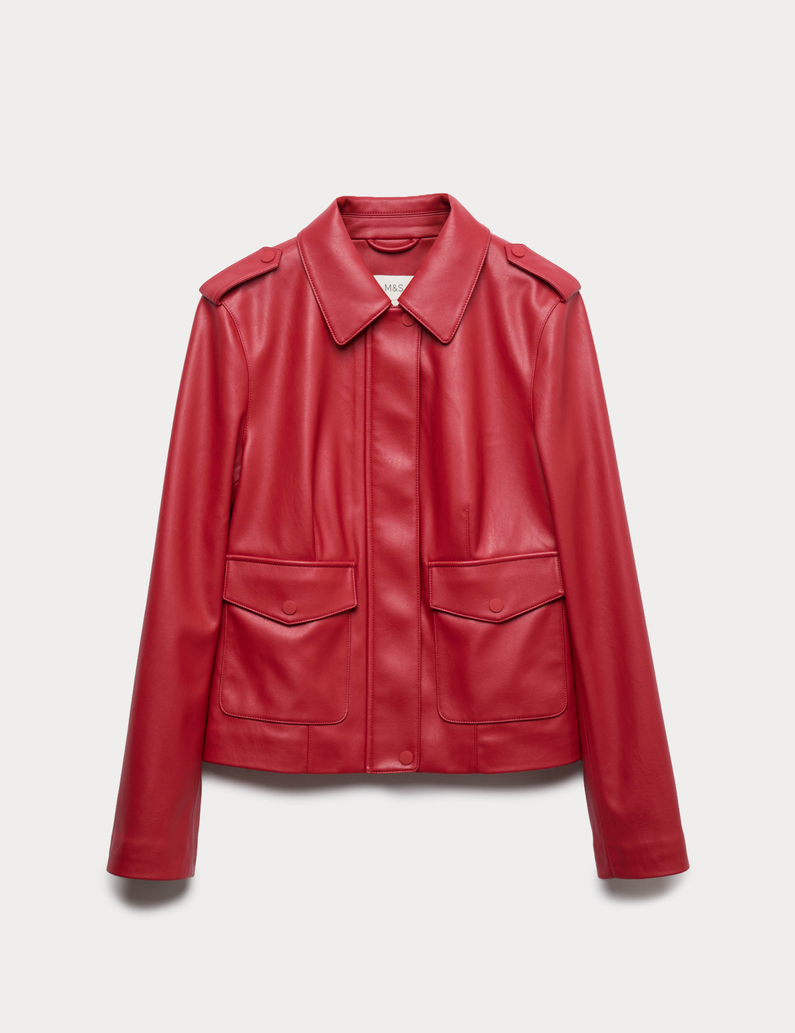 Faux Leather Harrington Jacket