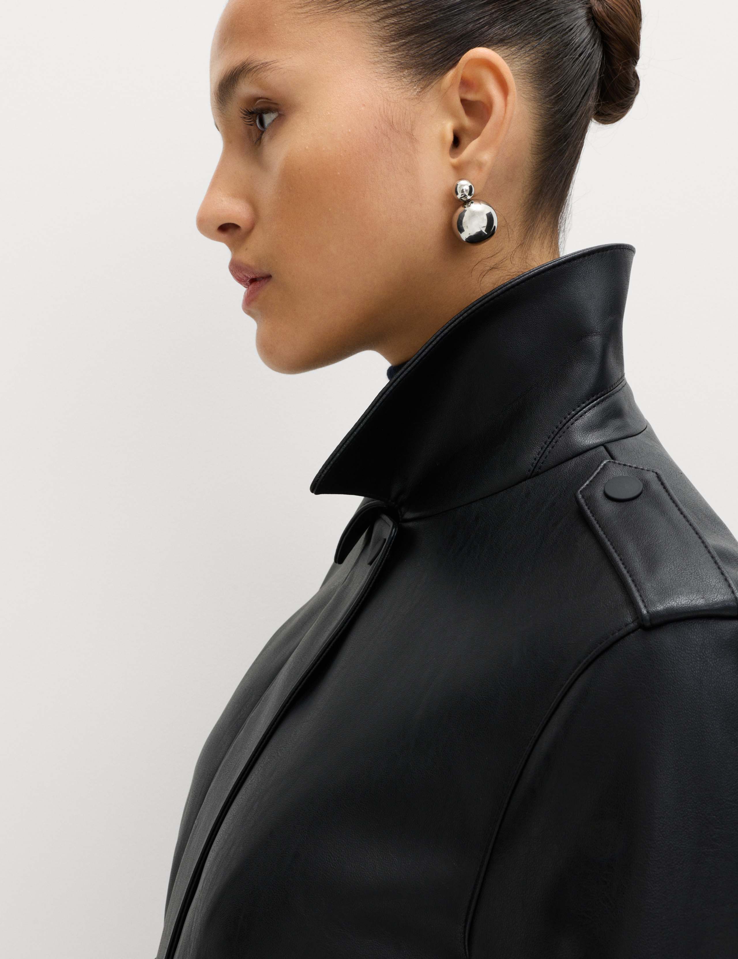 Faux Leather Harrington Jacket