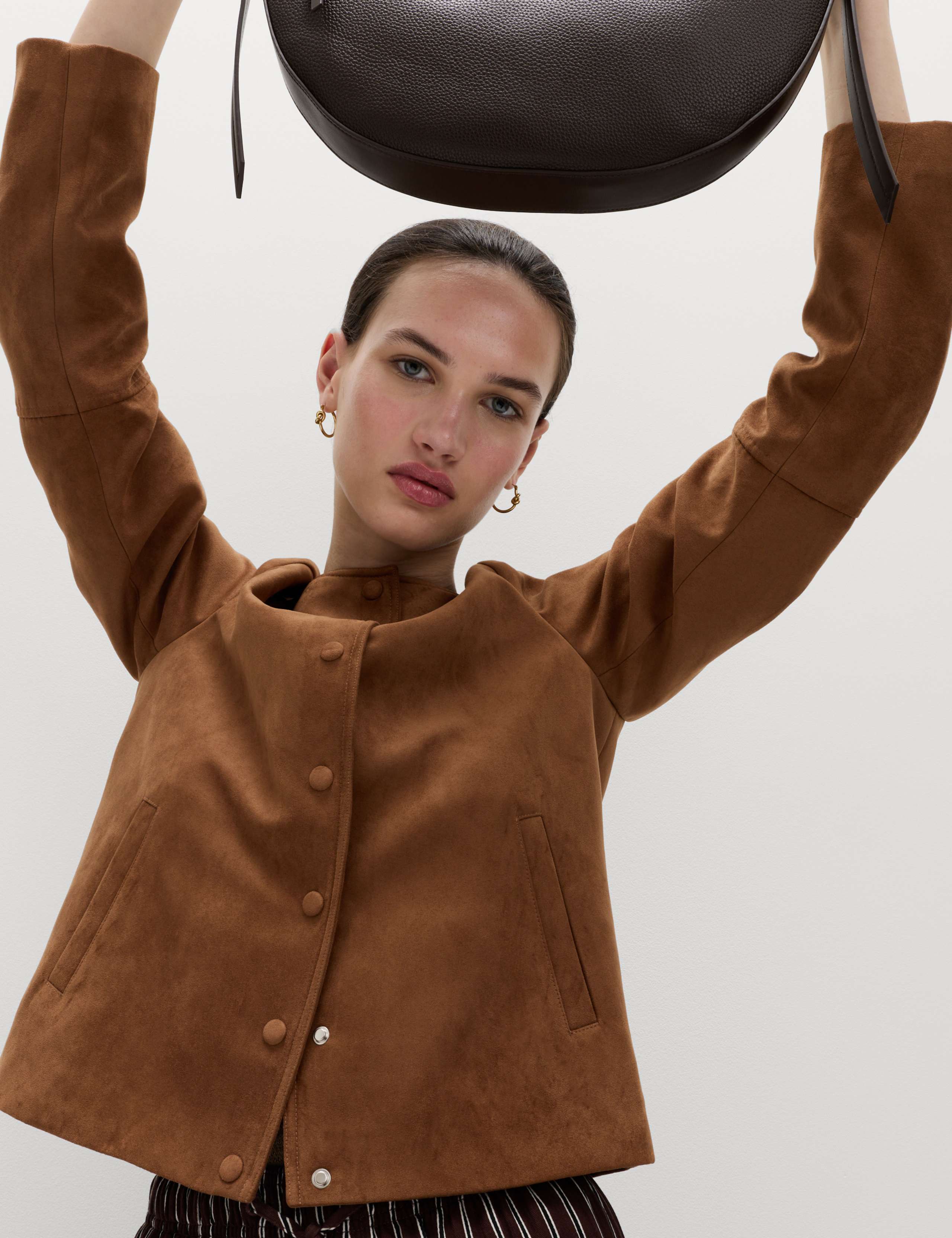 Suedette Collarless Jacket