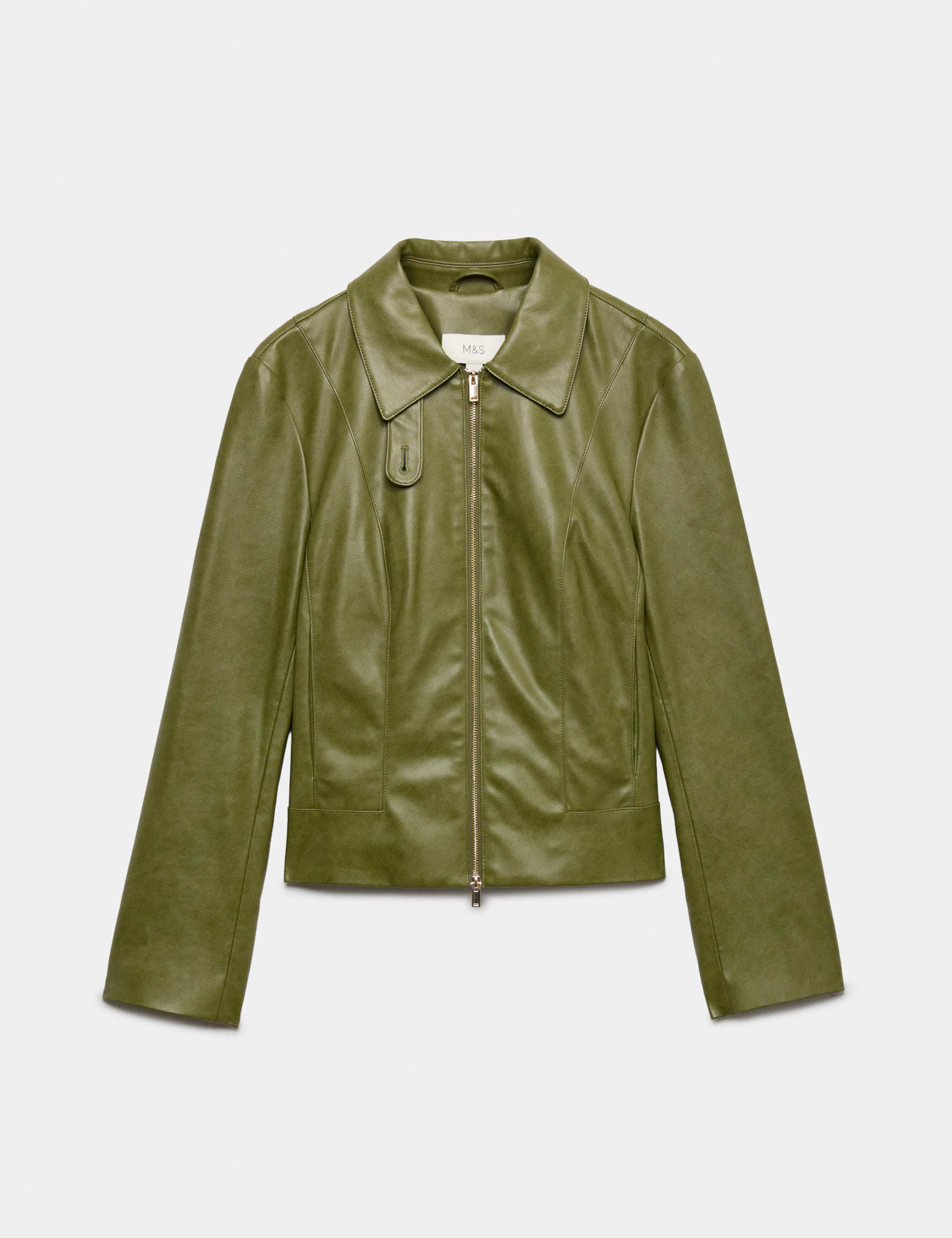 Faux Leather Harrington Jacket