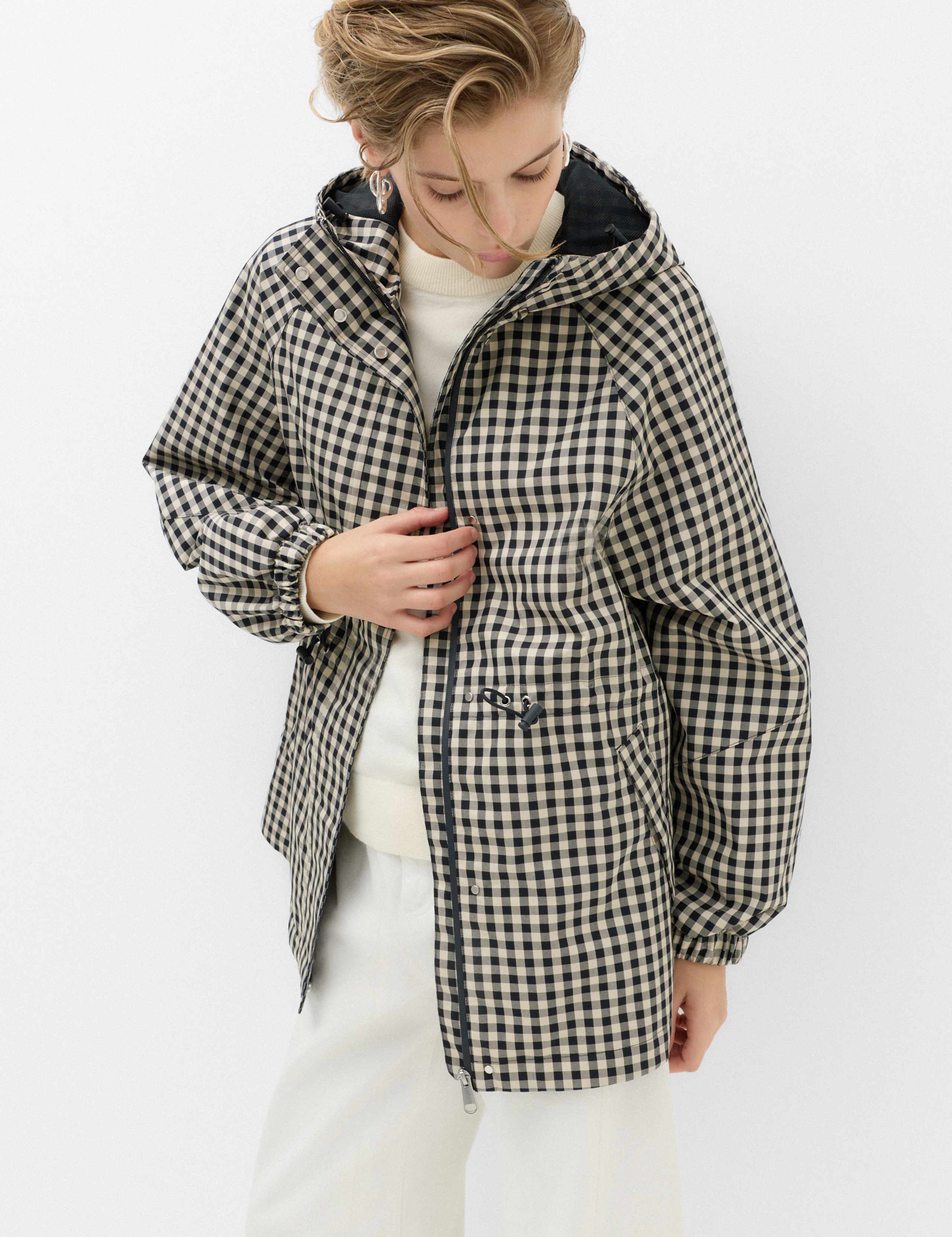 Cotton Rich Waterproof Checked Hooded Parka