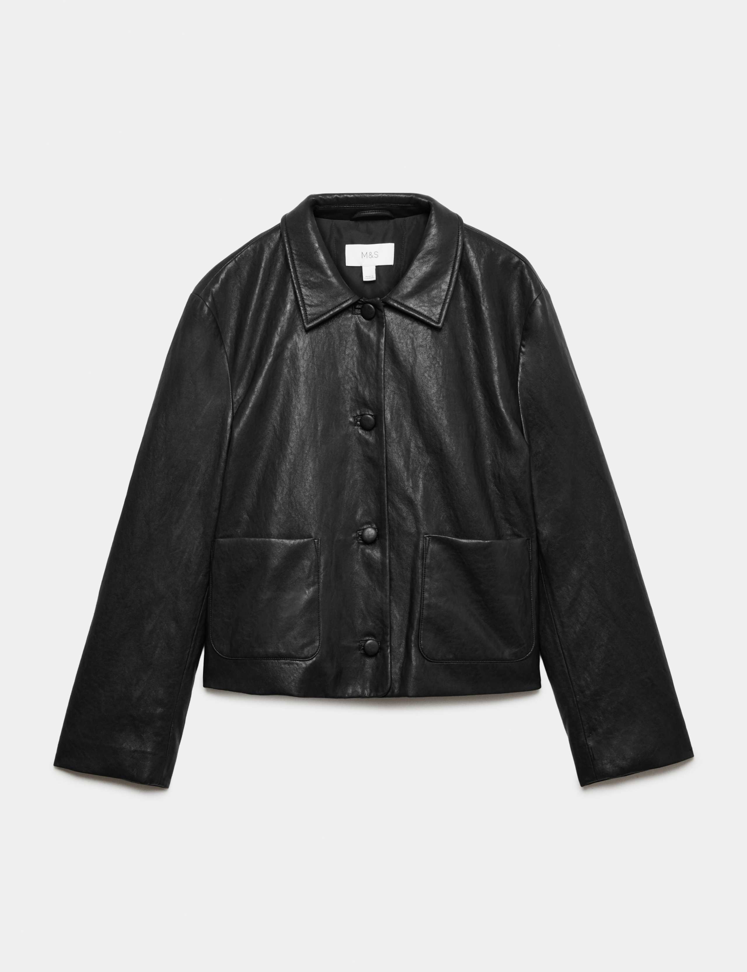 Faux Leather Padded Short Jacket