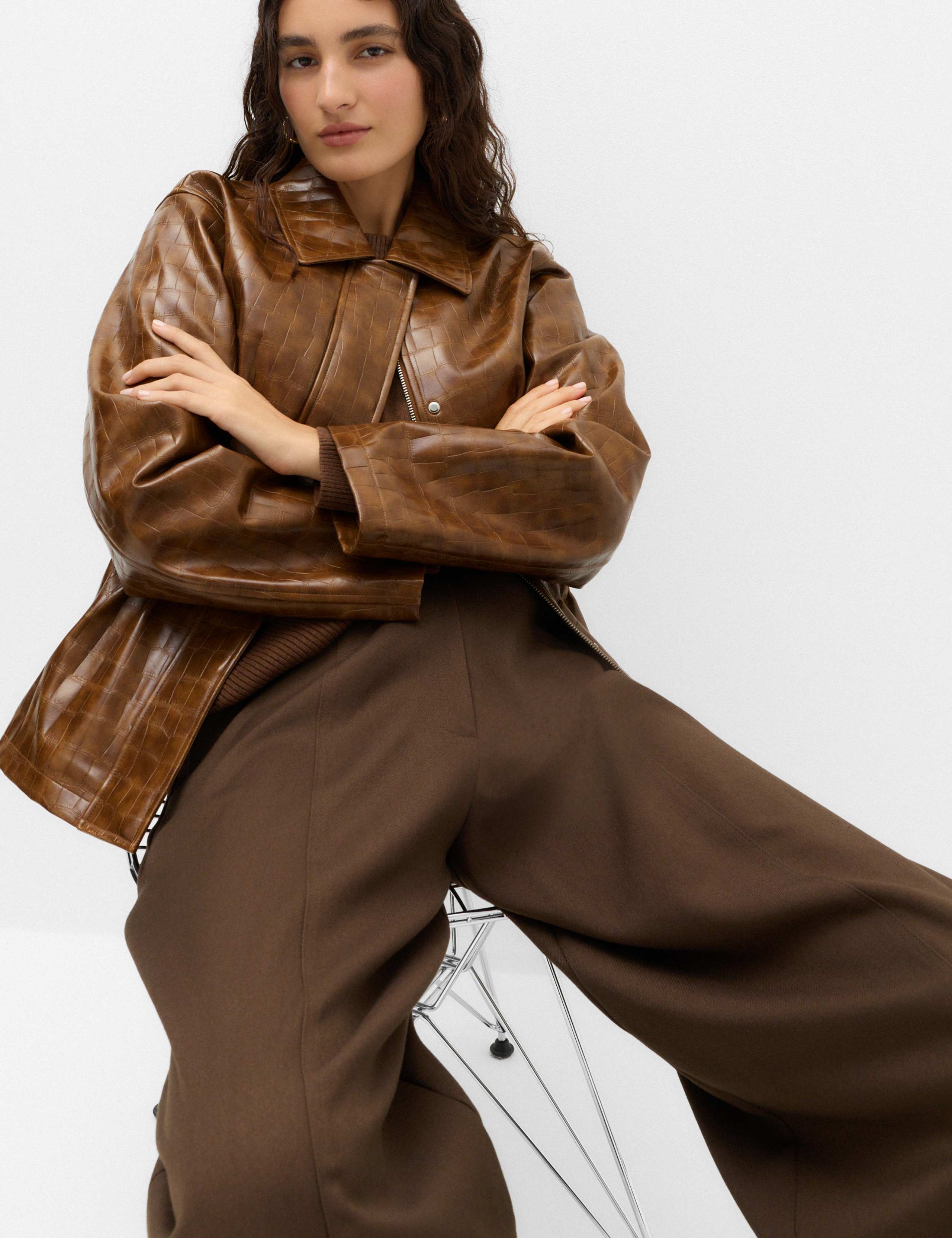 Croc Faux Leather Jacket