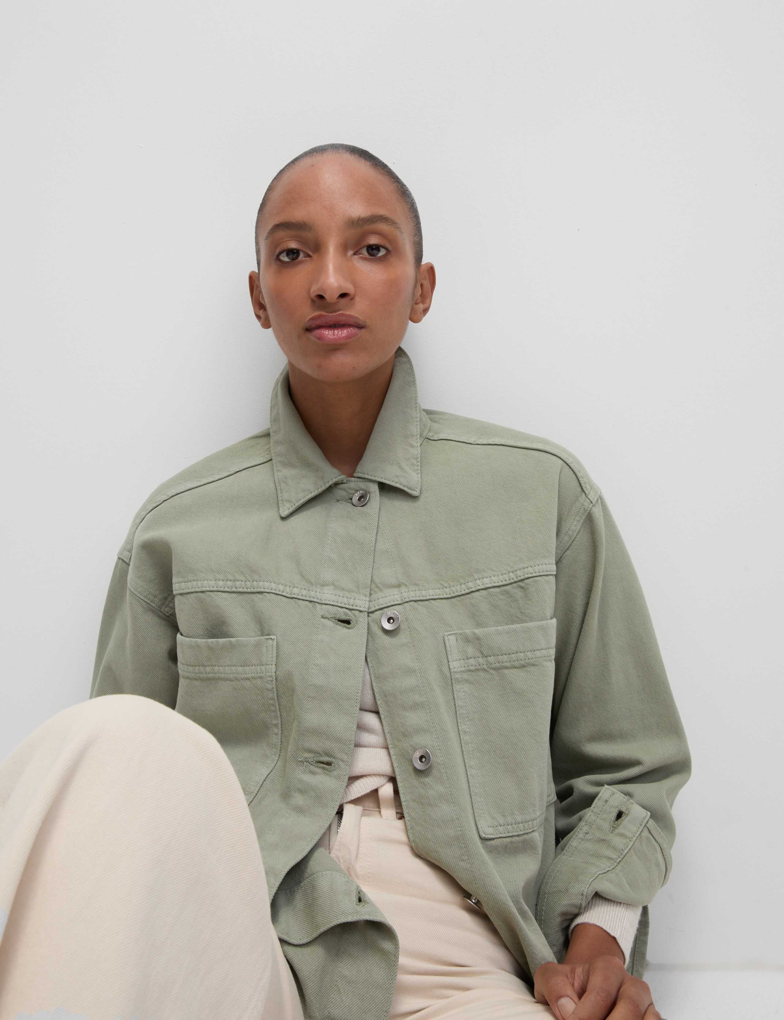 Pure Cotton Denim Relaxed Shacket