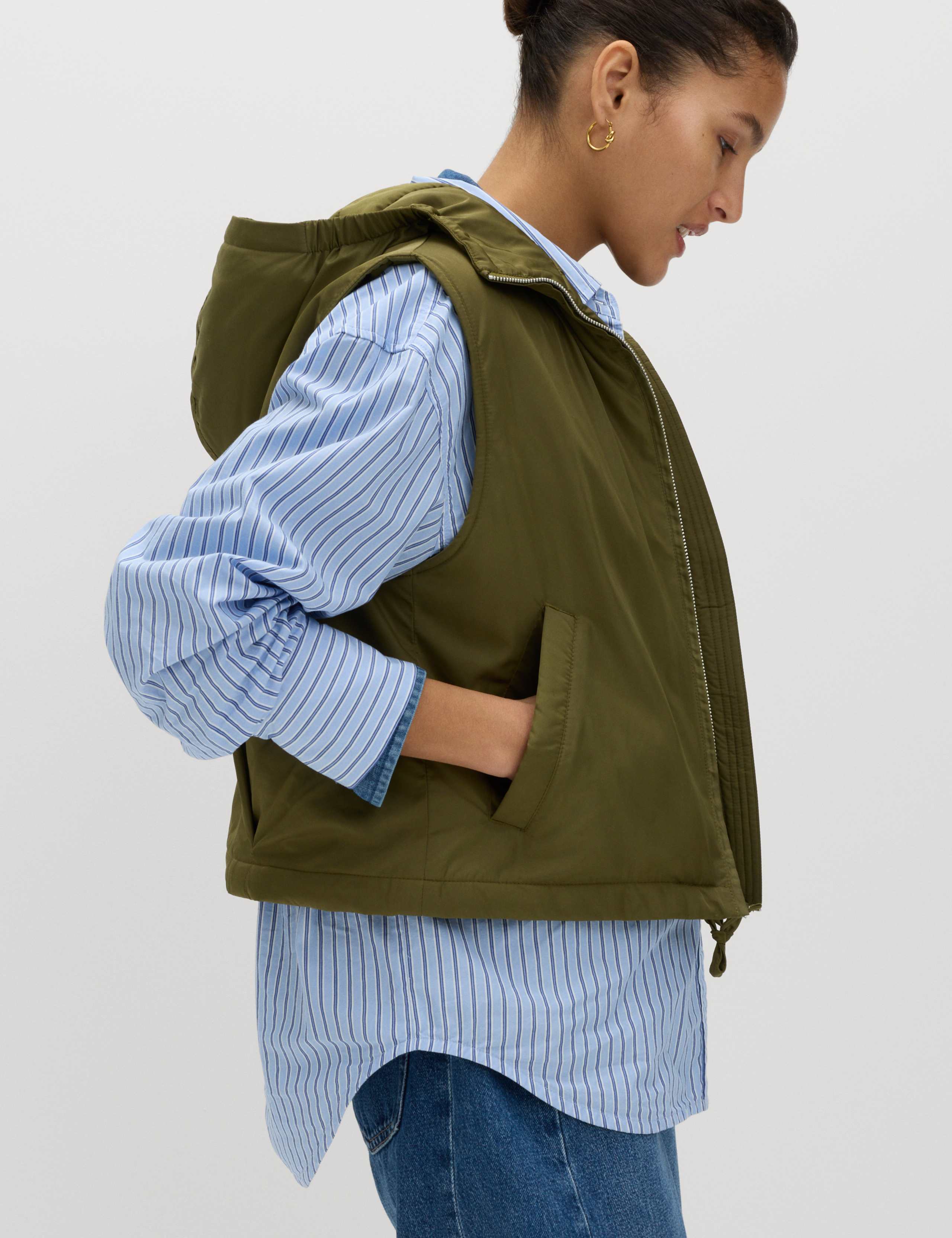 Padded Hooded Cropped Gilet