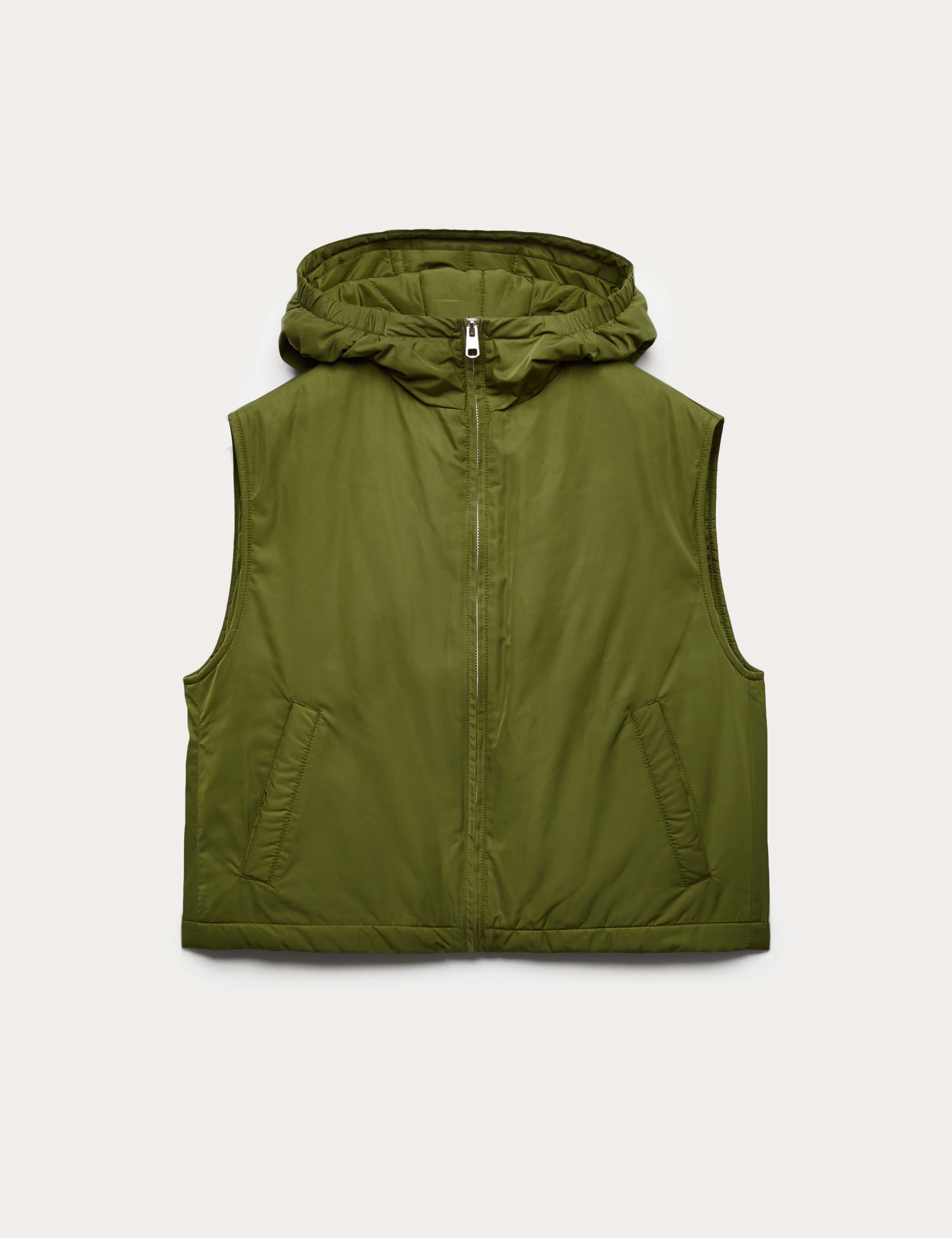 Padded Hooded Cropped Gilet