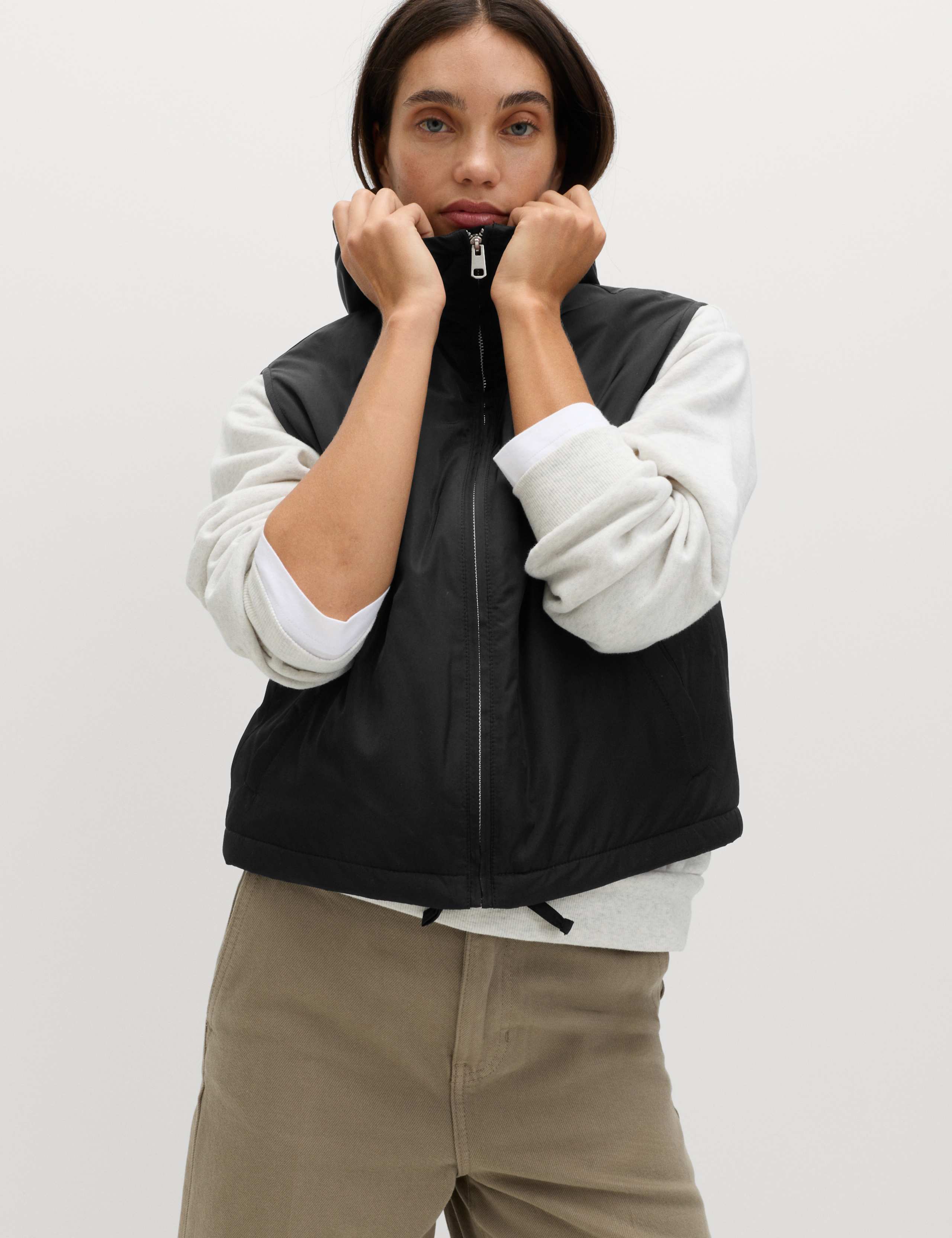 Padded Hooded Cropped Gilet