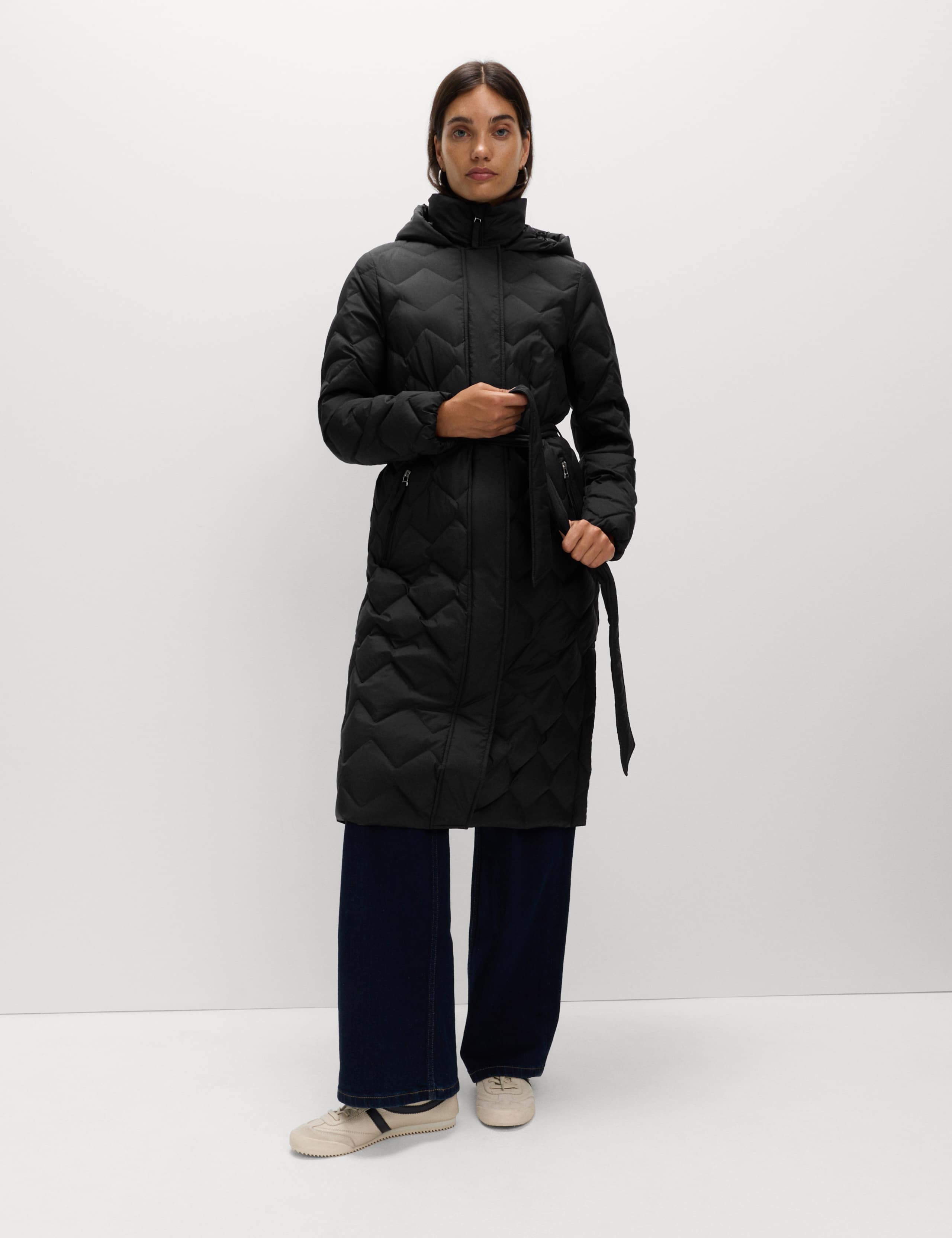 Feather & Down Quilted Zig Zag Coat
