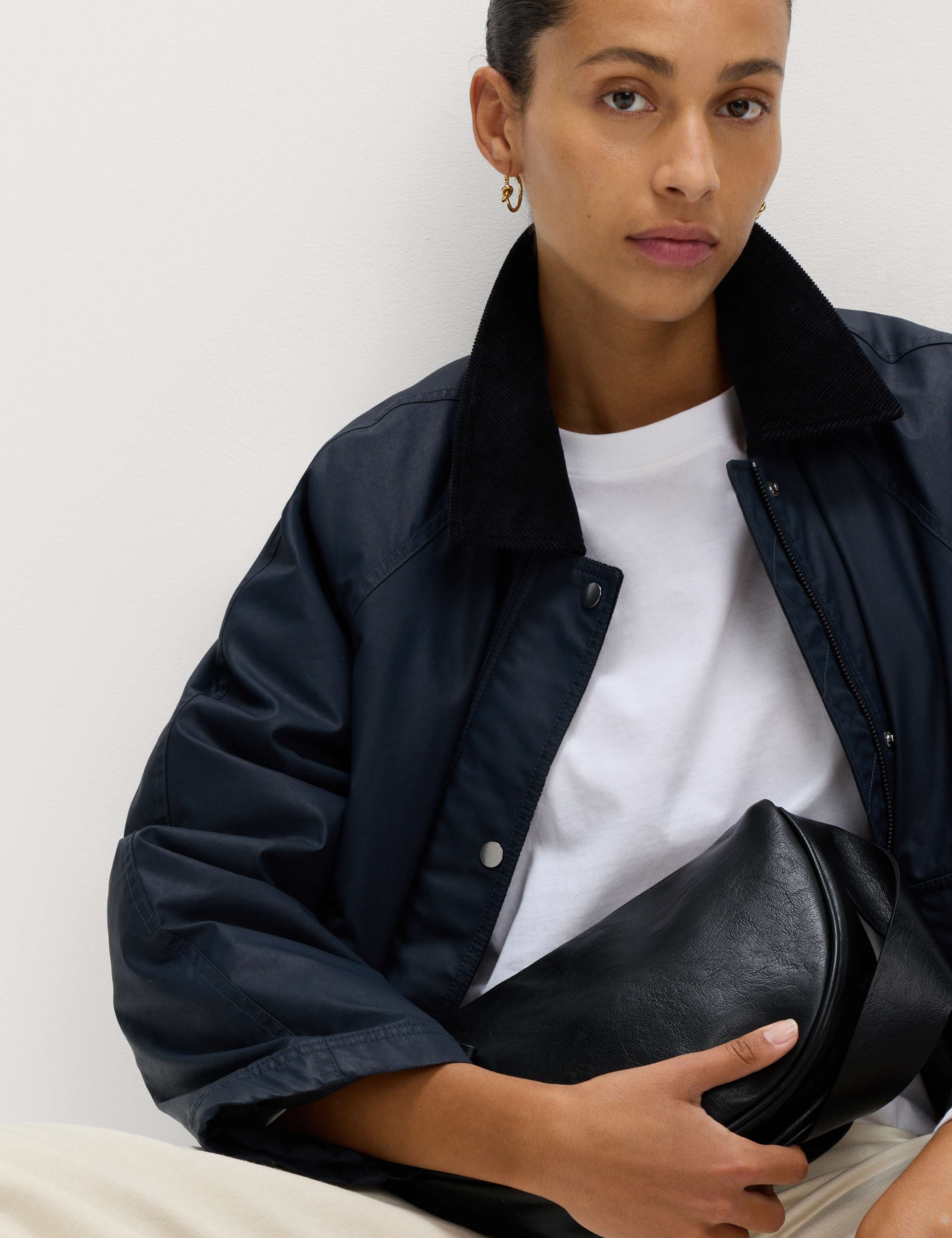 Waxed Look Short Utility Jacket