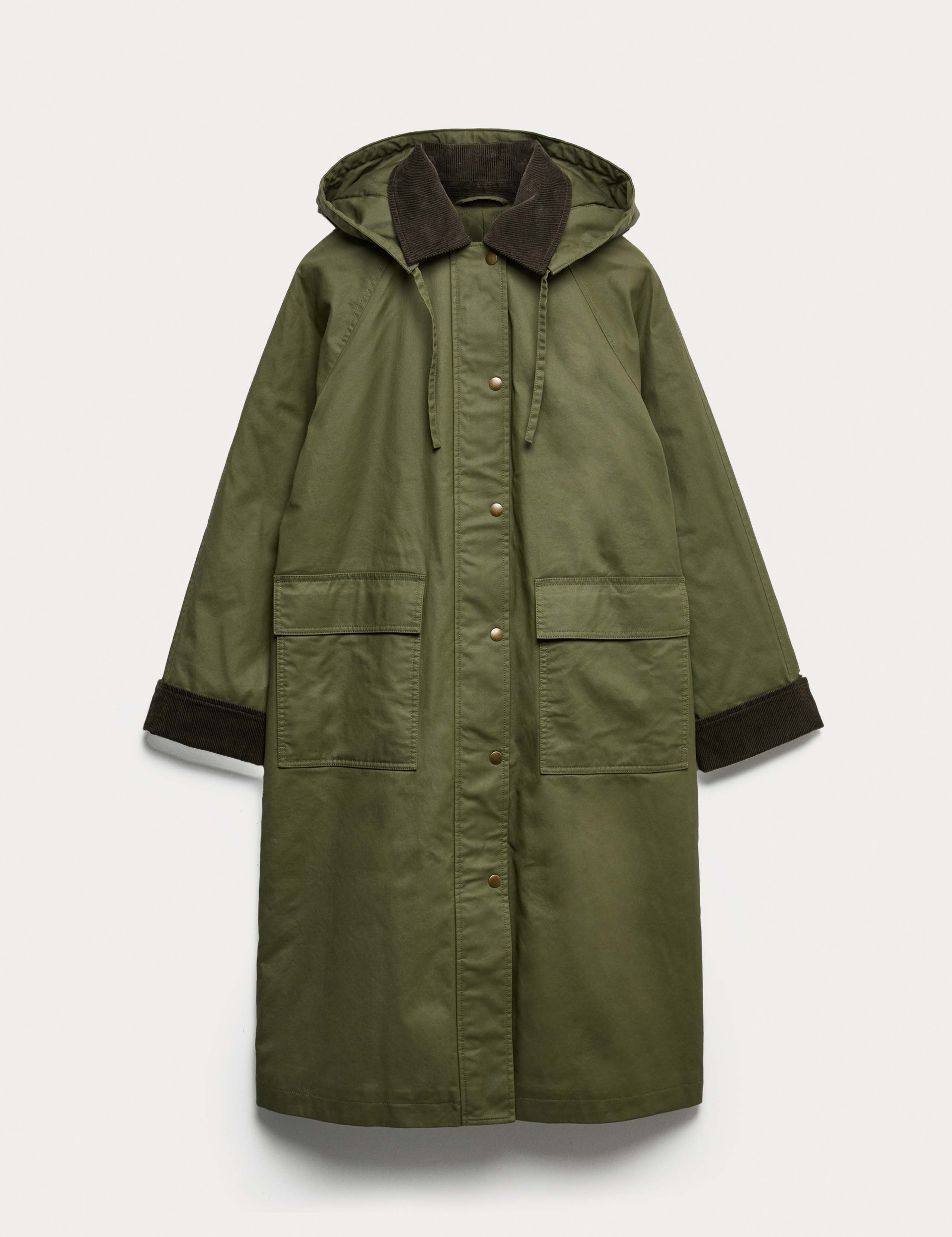Pure Cotton Waxed Hooded Longline Car Coat