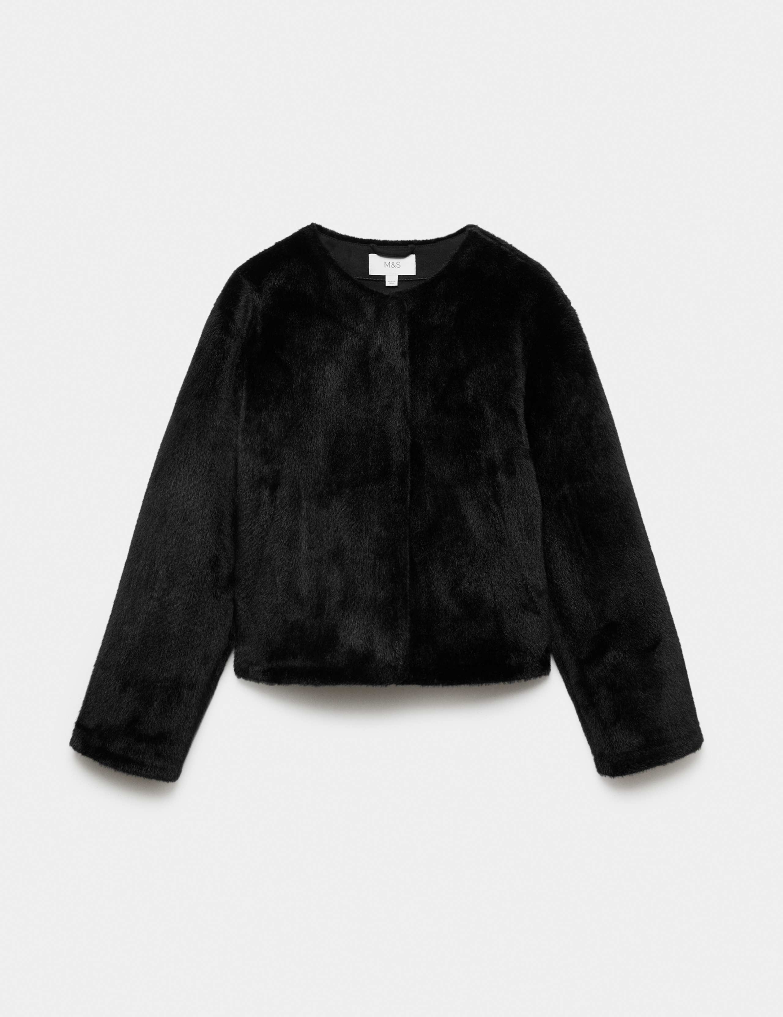Faux Fur Collarless Jacket