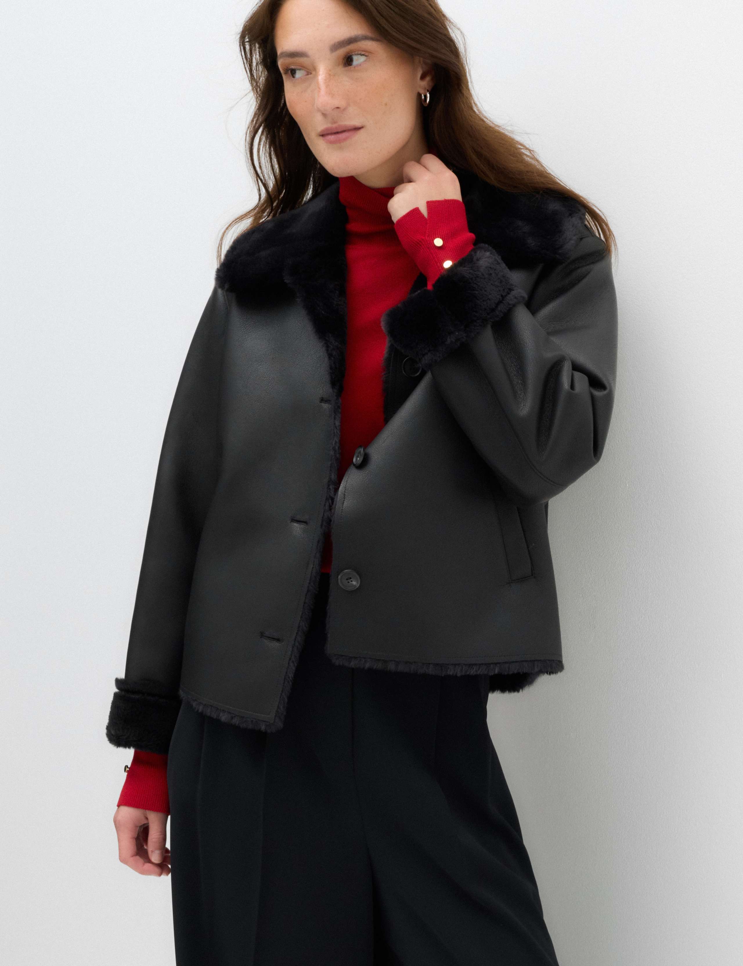 Faux Shearling Aviator Jacket