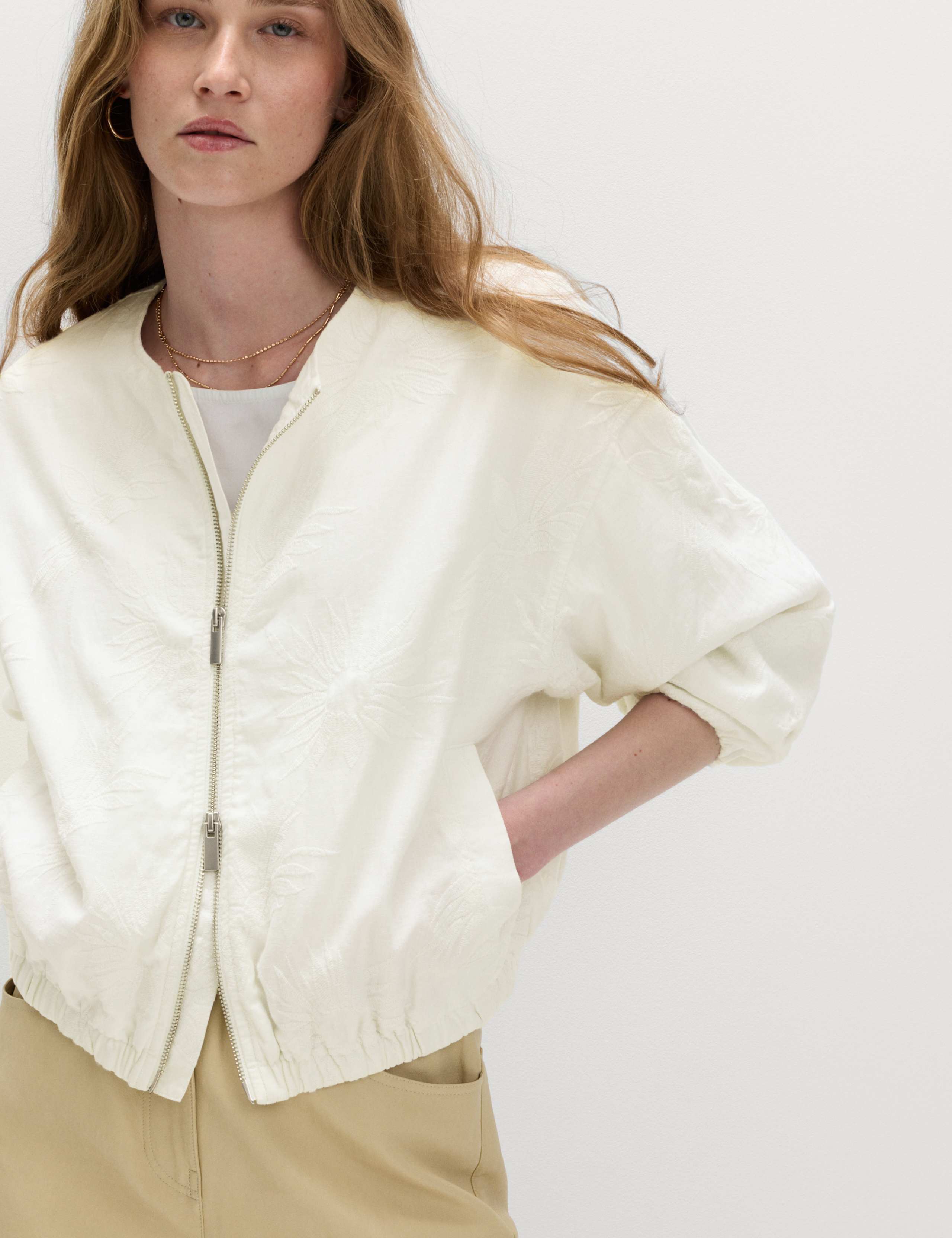 Linen Rich Embroidered Jacket