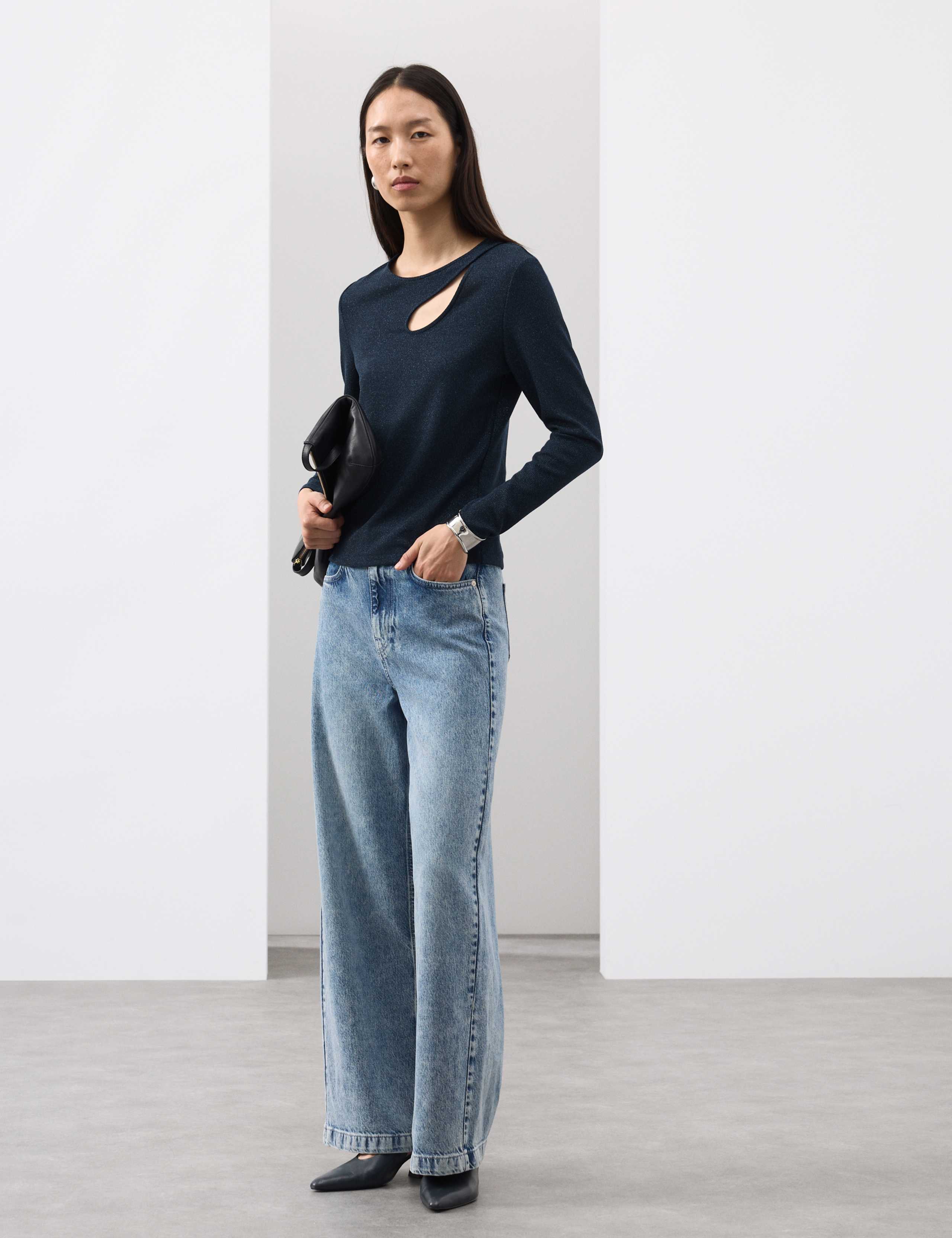 Jersey Sparkly Cut Out Top