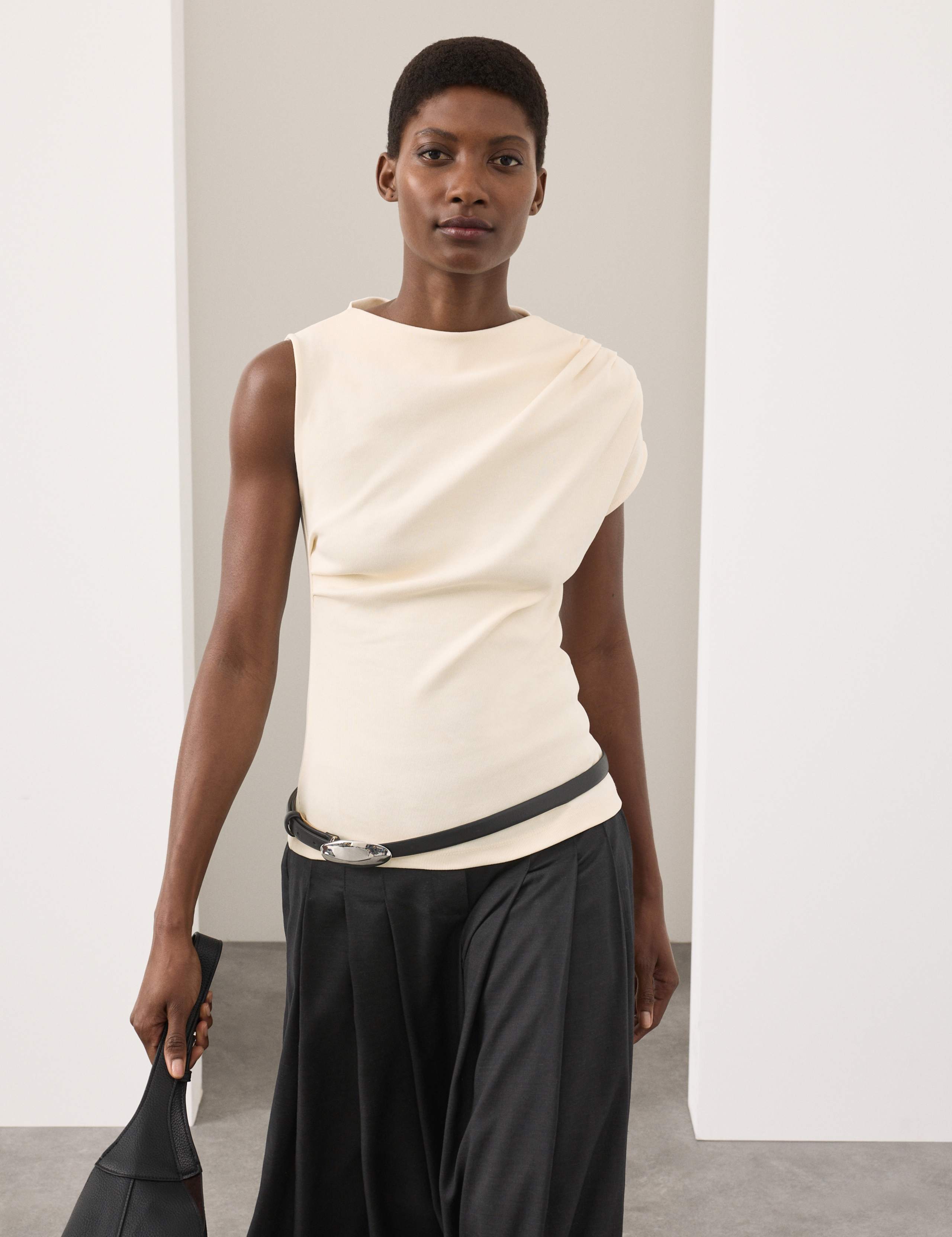 Pure Cotton Ruched Asymmetrical Top