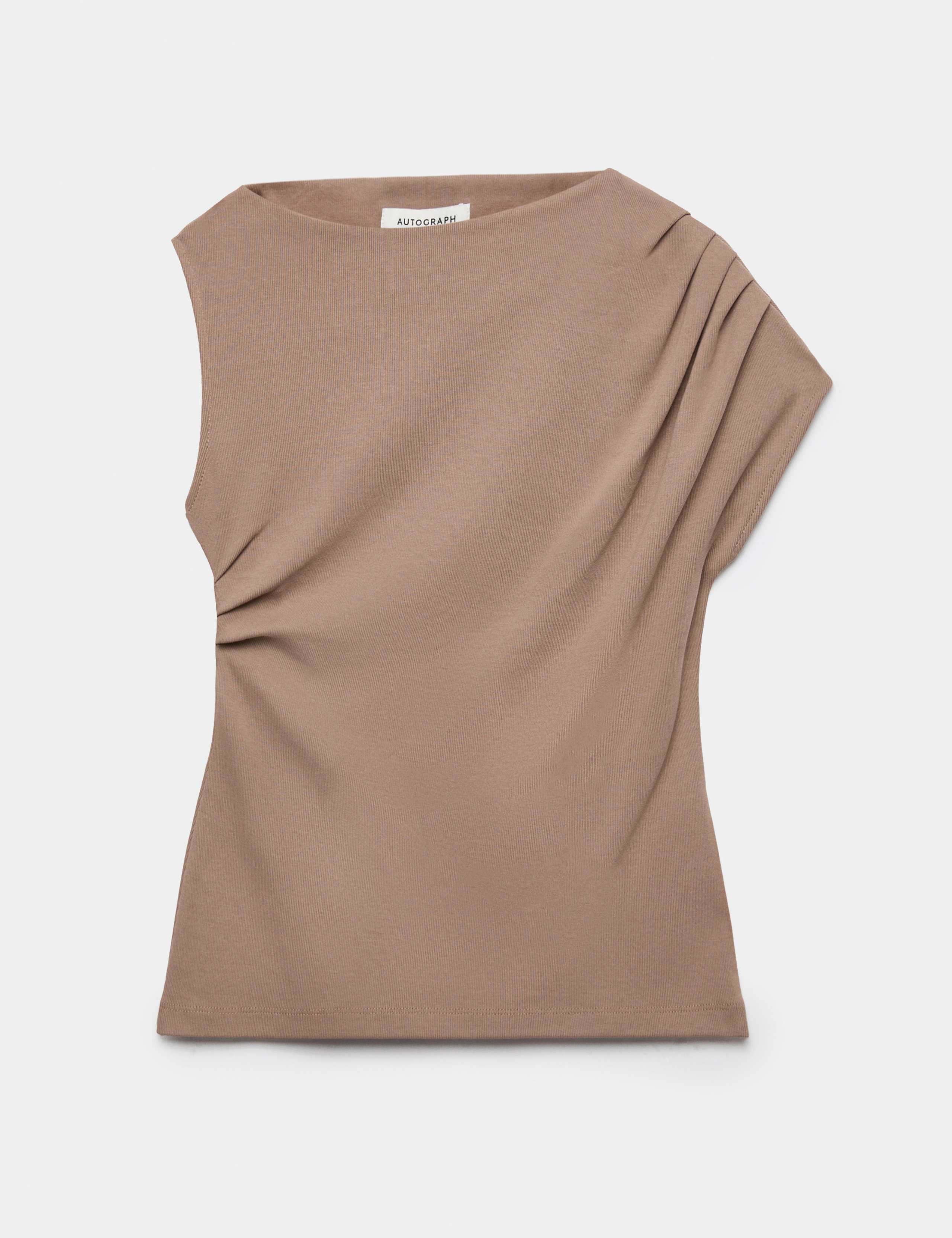 Pure Cotton Ruched Asymmetrical Top