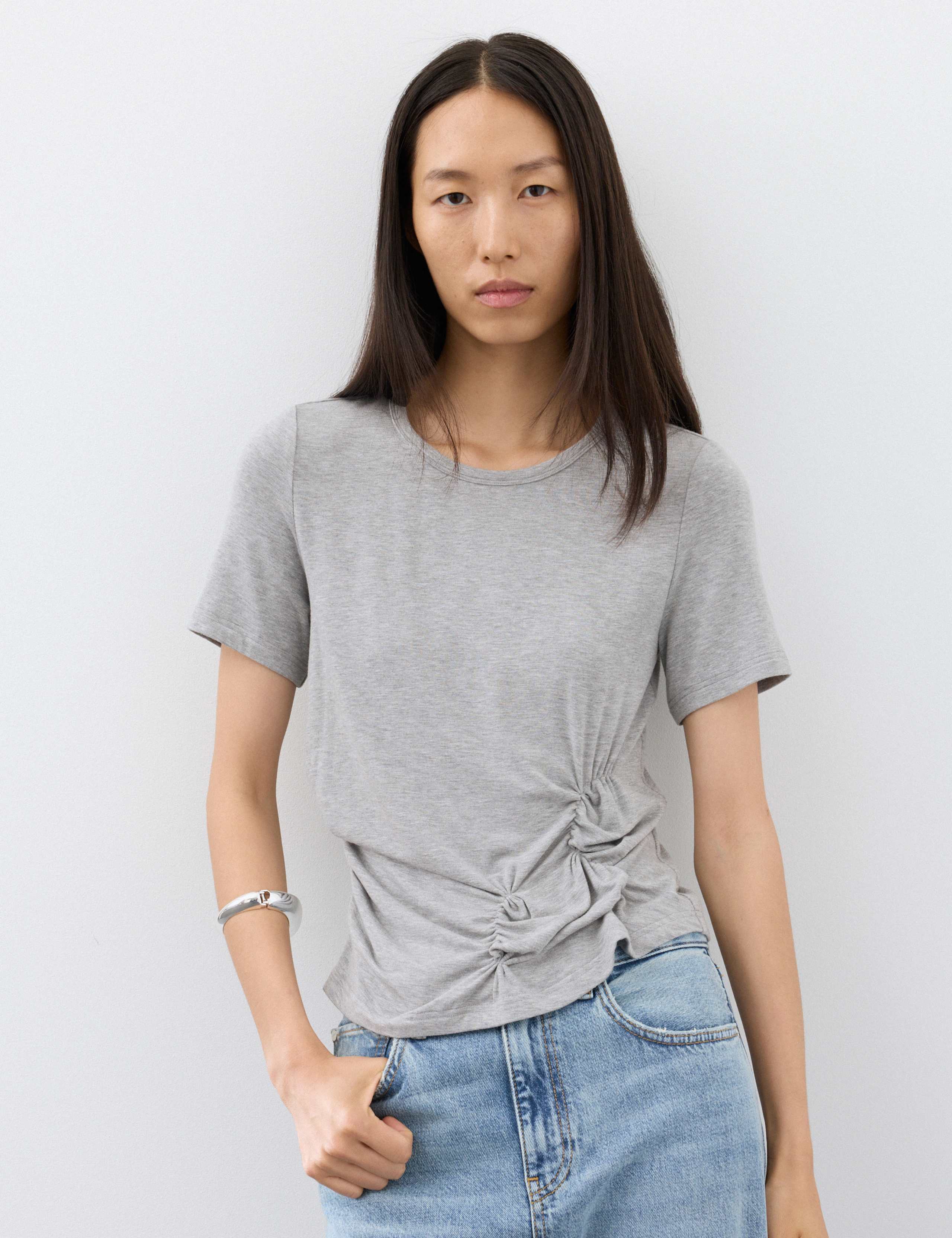 Jersey Regular Fit Ruched T-Shirt