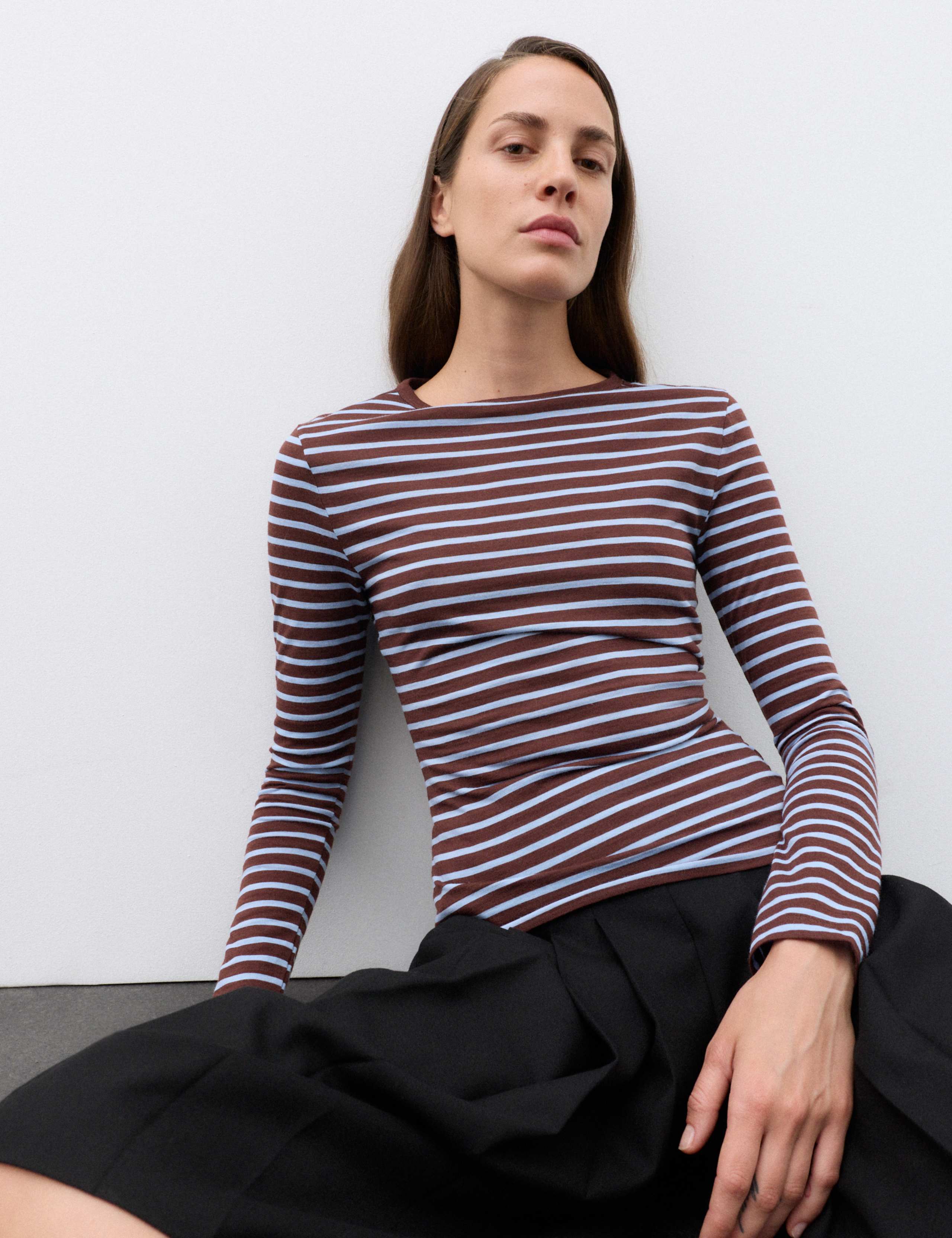 Striped Regular Fit Top with Wool