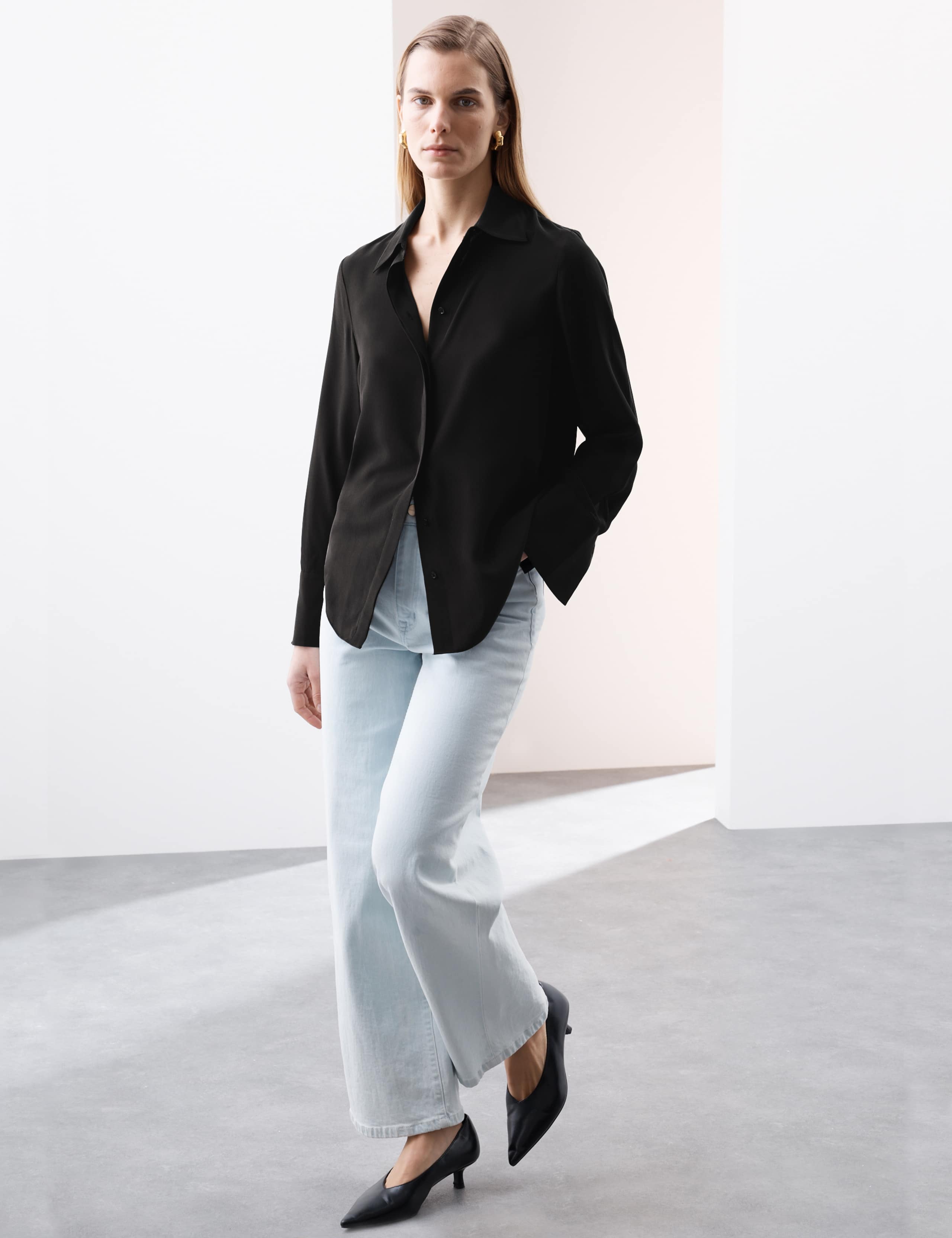 Pure Silk Collared Shirt