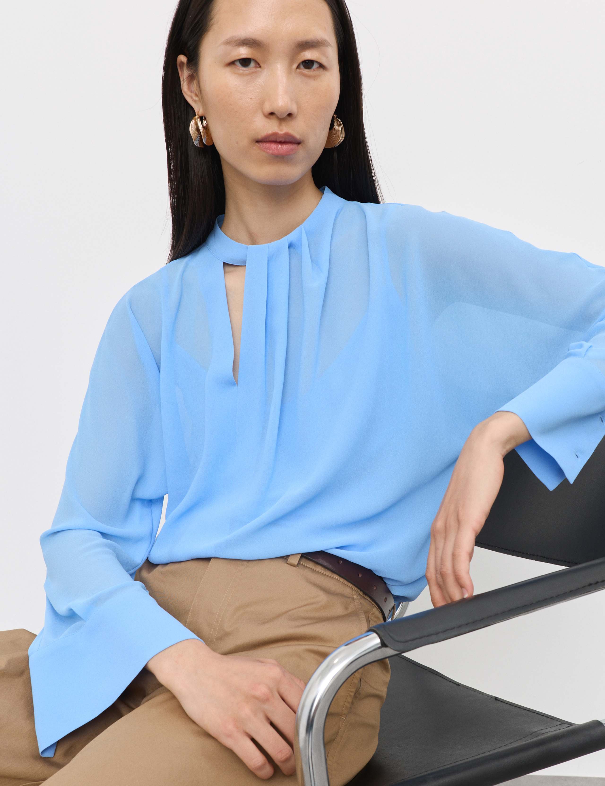 Chiffon Cutwork Detail Blouse