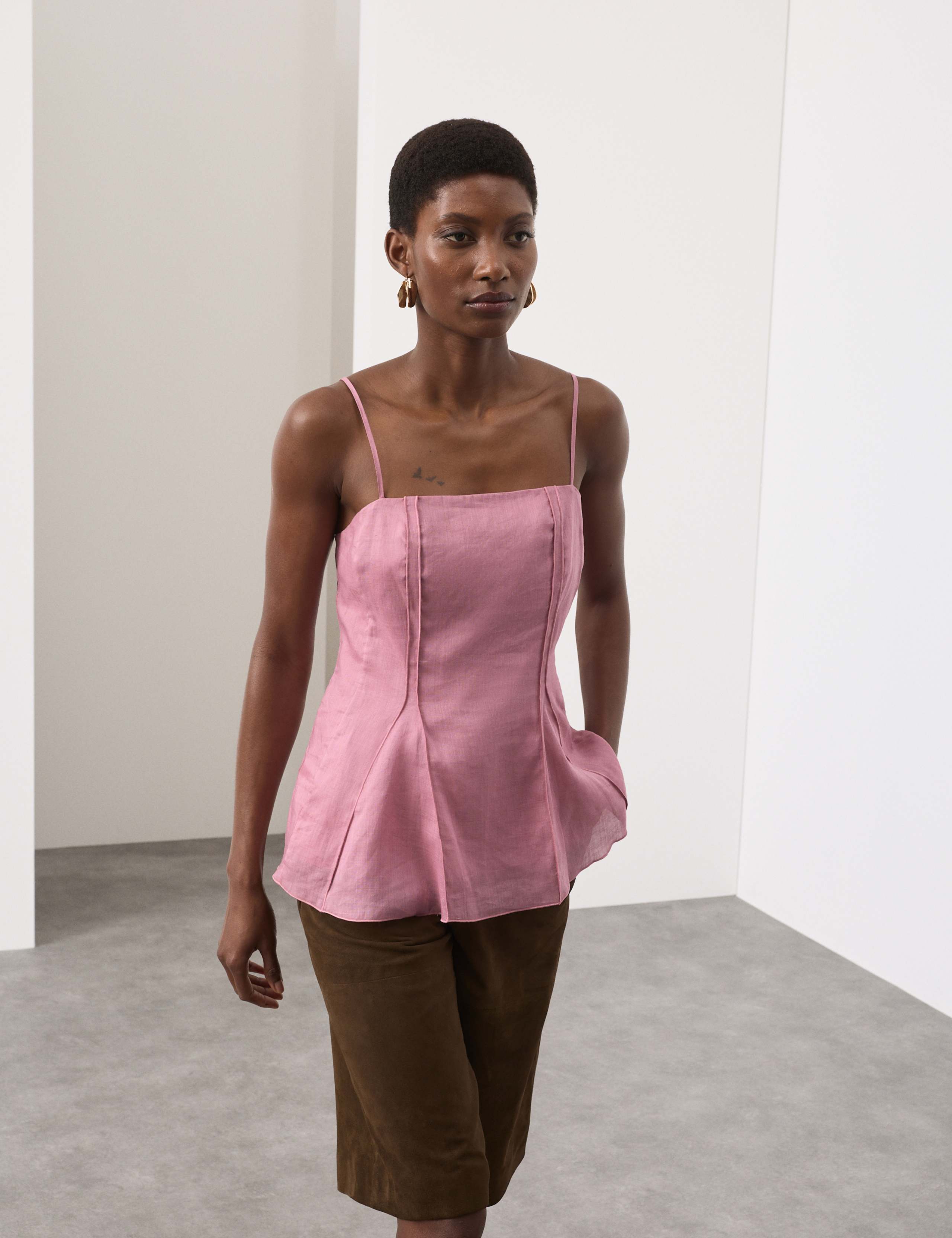 Pure Ramie Godet Cami Top