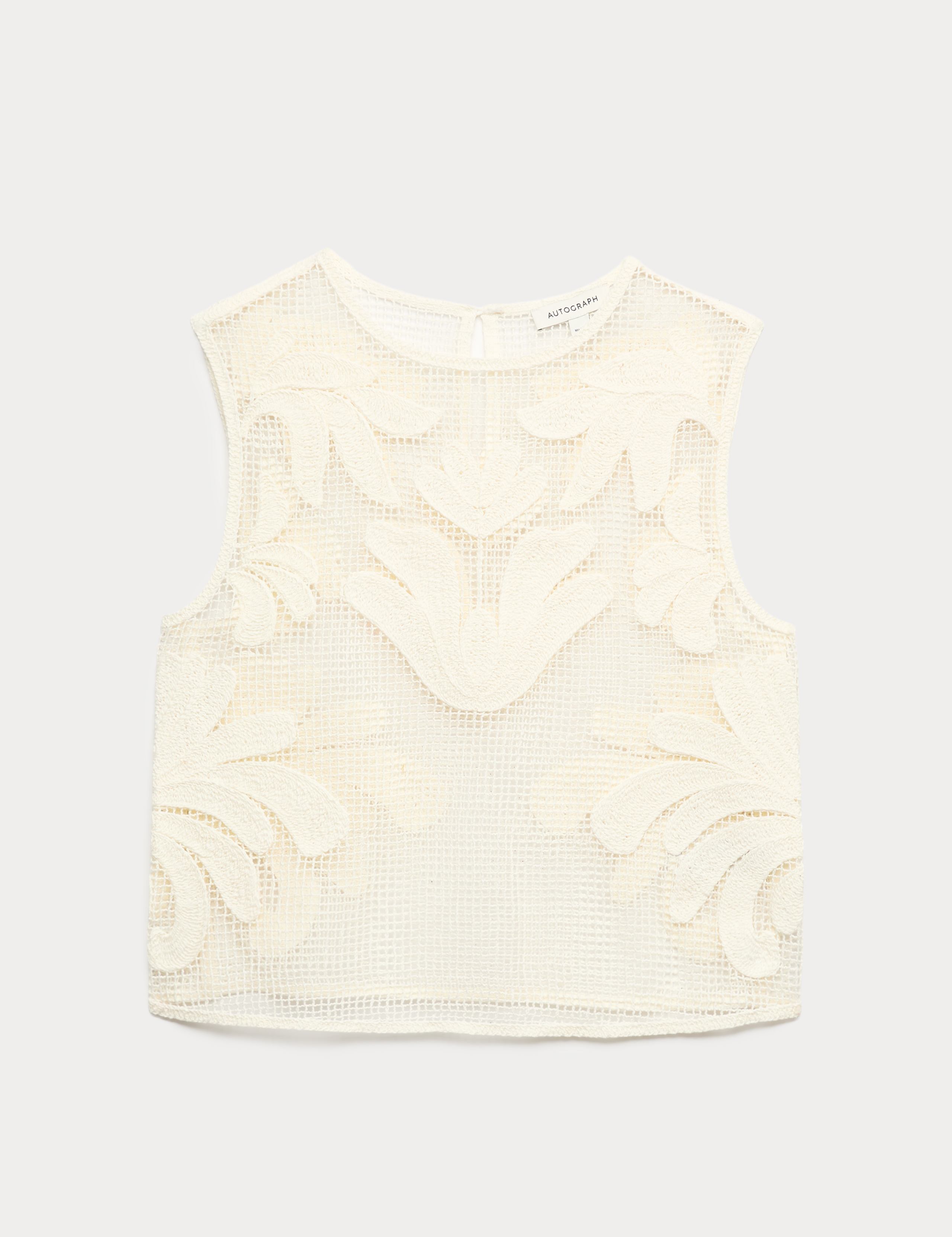 Pure Cotton Embroidered Floral Shell Top