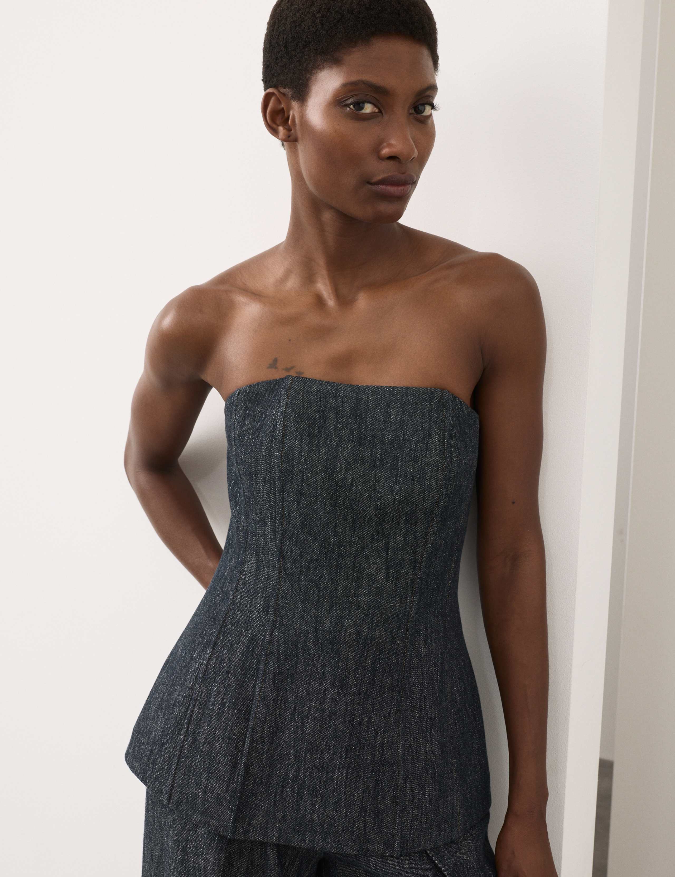 Linen Rich Fitted Bandeau Top