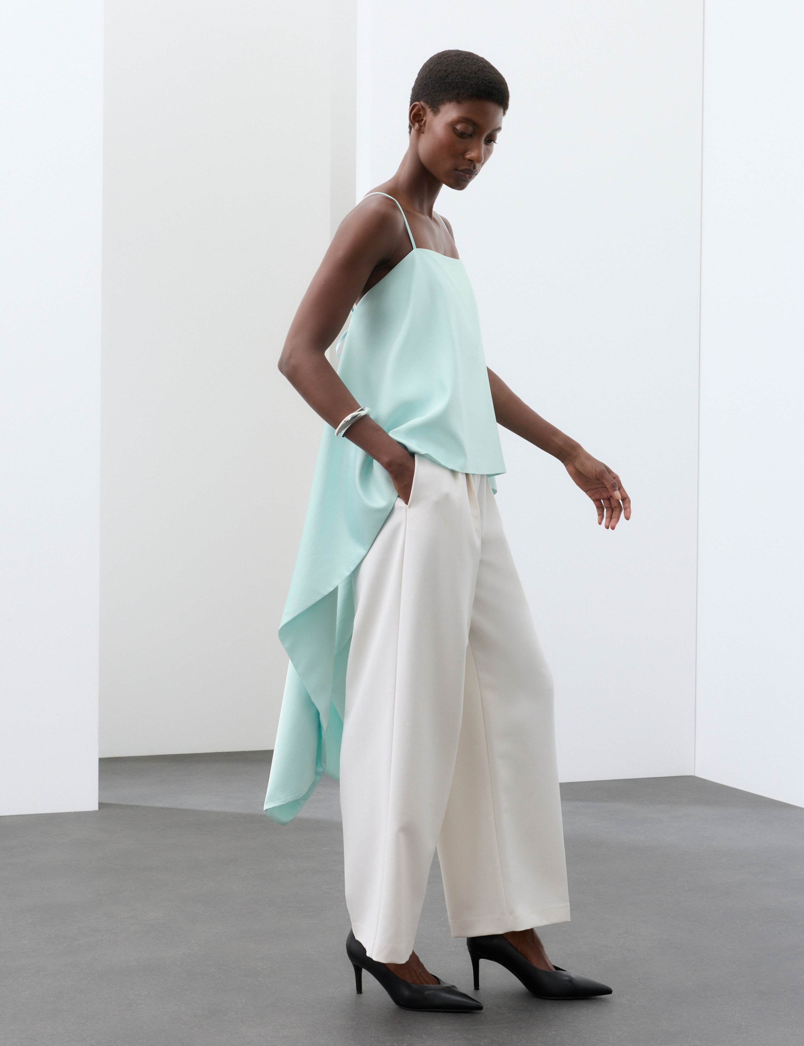 Lyocell Rich Waterfall Draped Cami Top