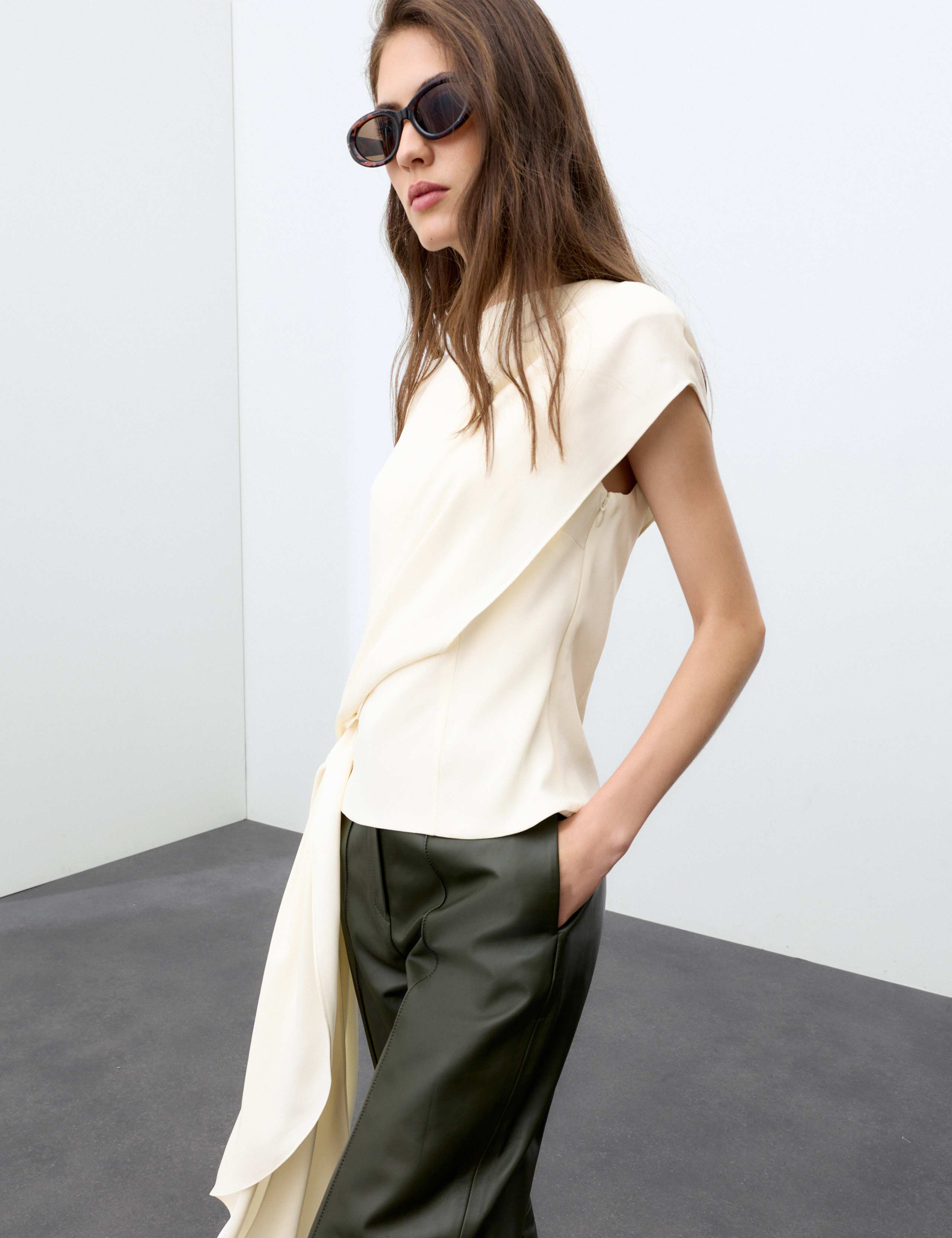 Slash Neck Draped Top