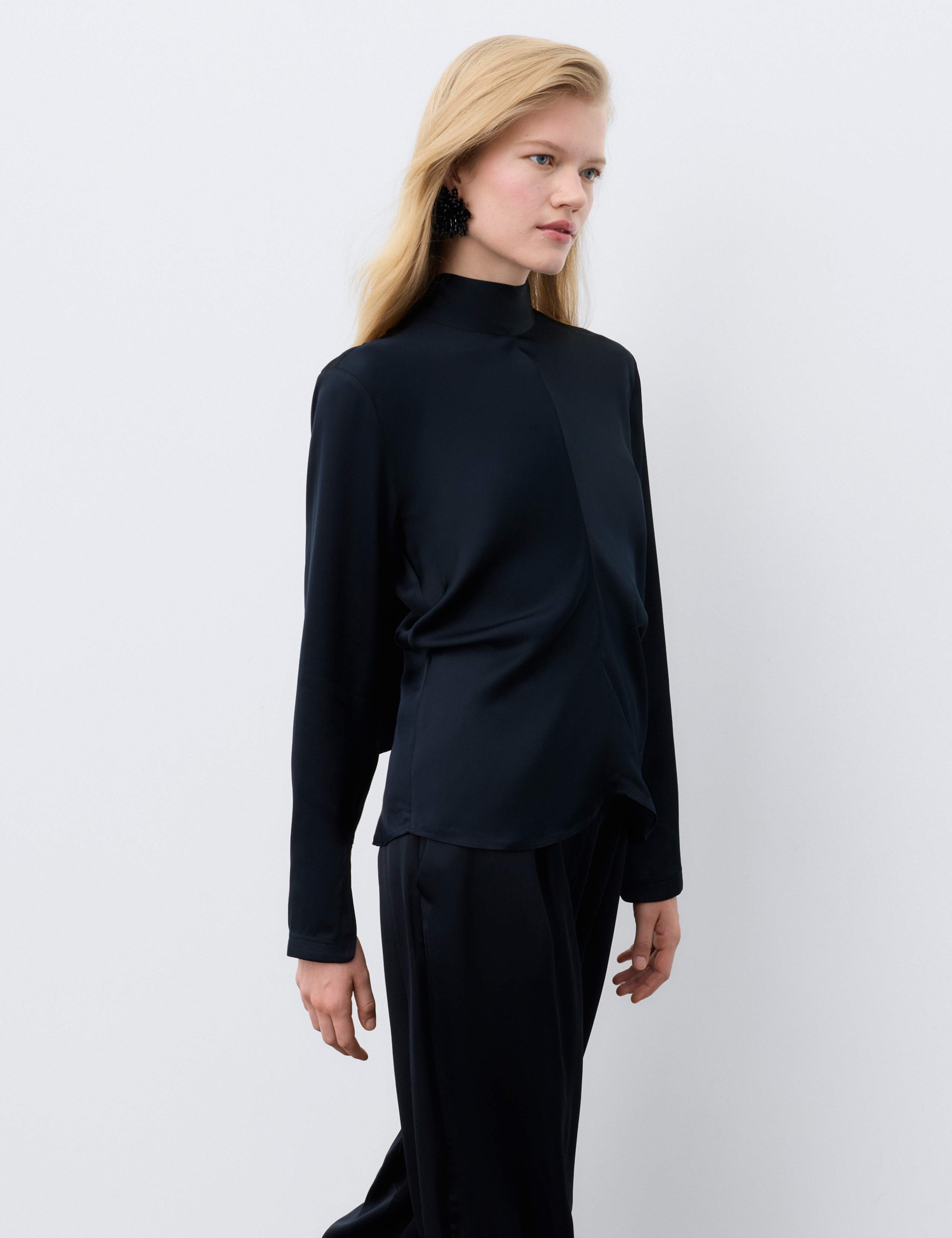 Satin Tie Neck Blouse