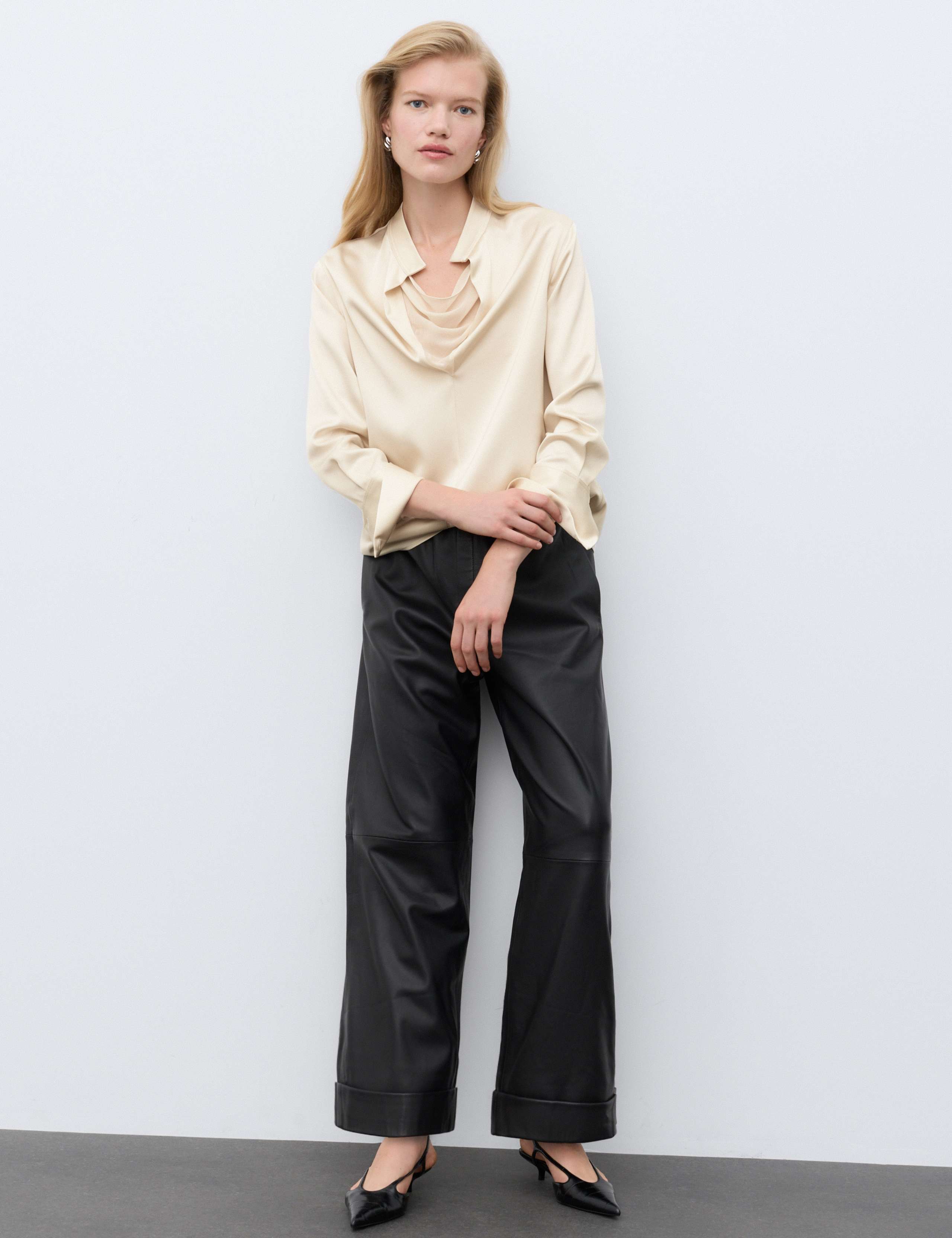 V Neck Cowl Insert Blouse