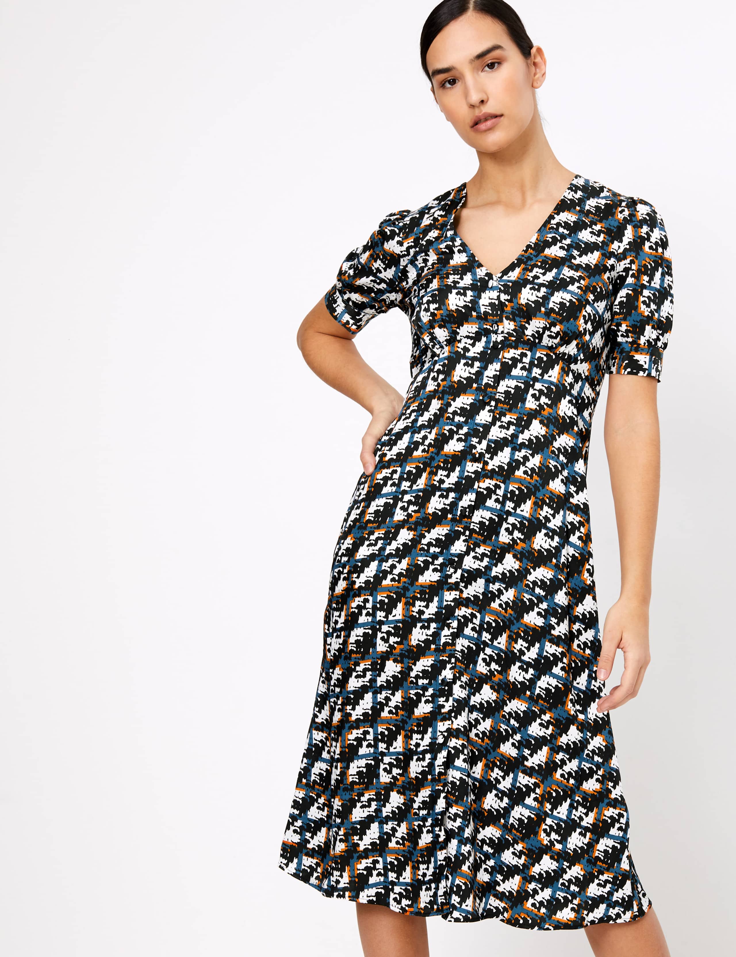 Checked Midi Skater Dress