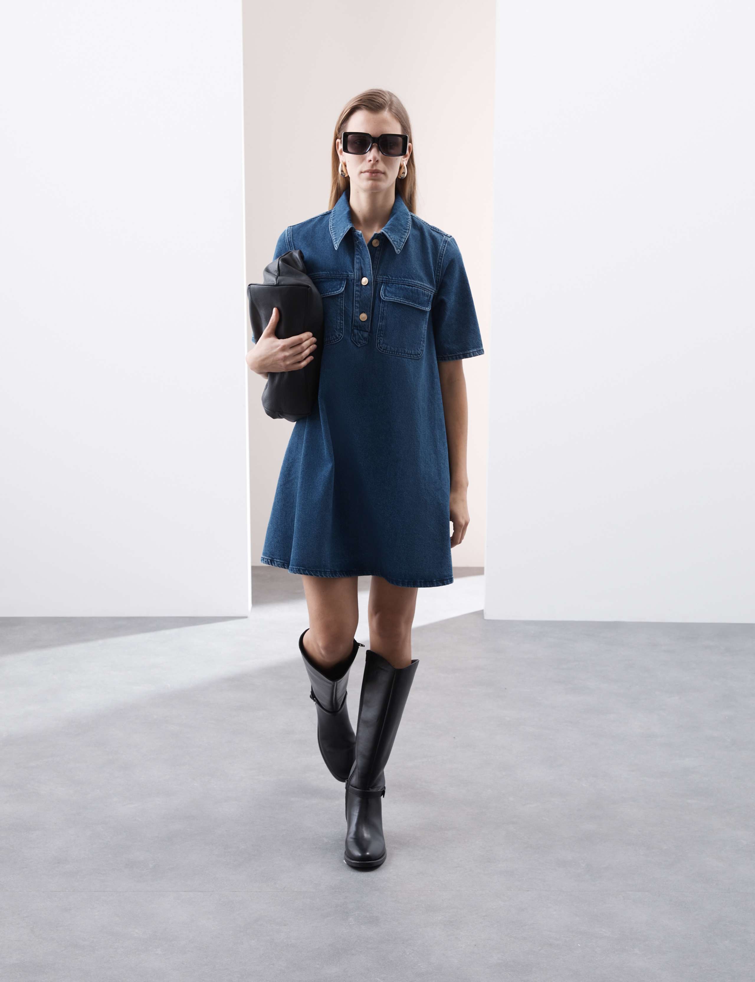 Pure Cotton Mini Shirt Dress