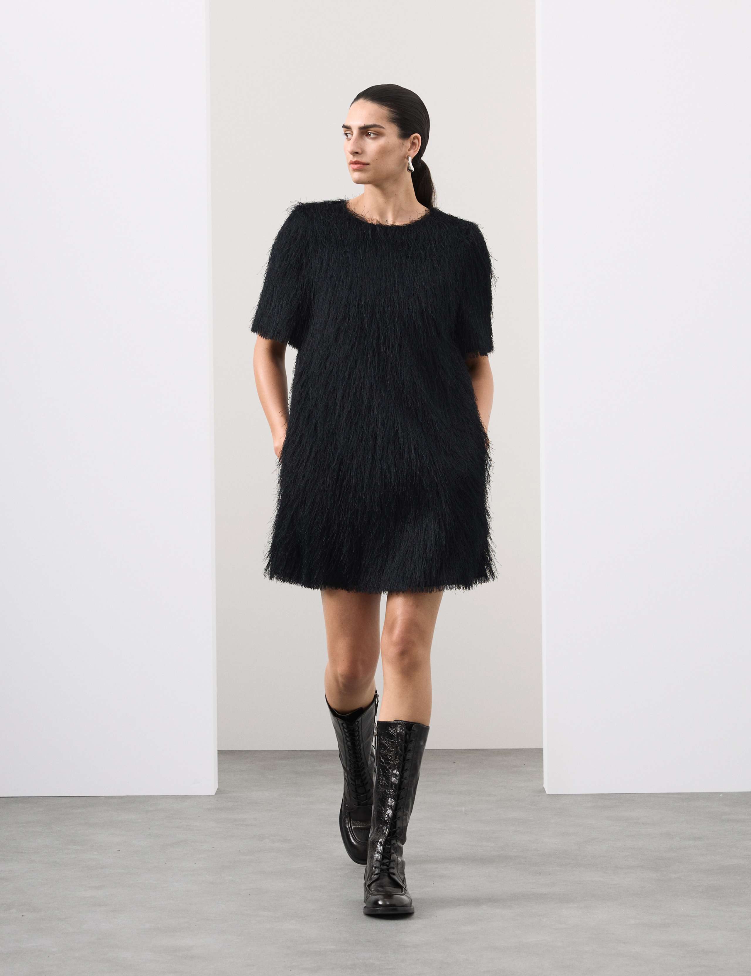 Fringed Mini Shift Dress