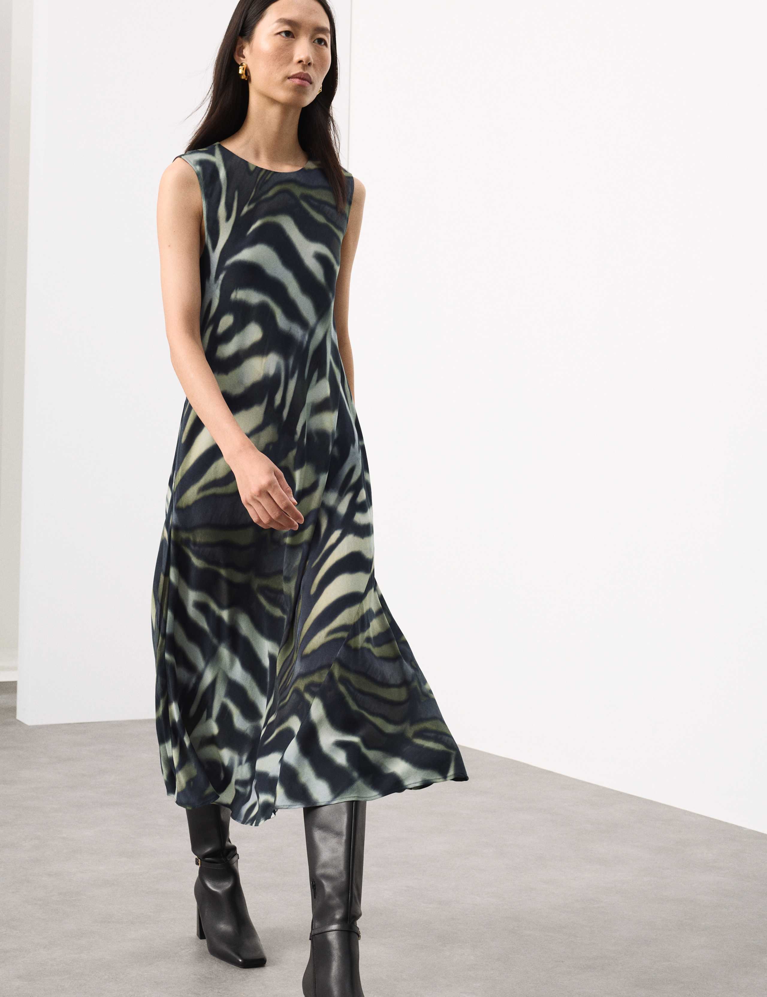 Cupro Rich Animal Print Midaxi Column Dress