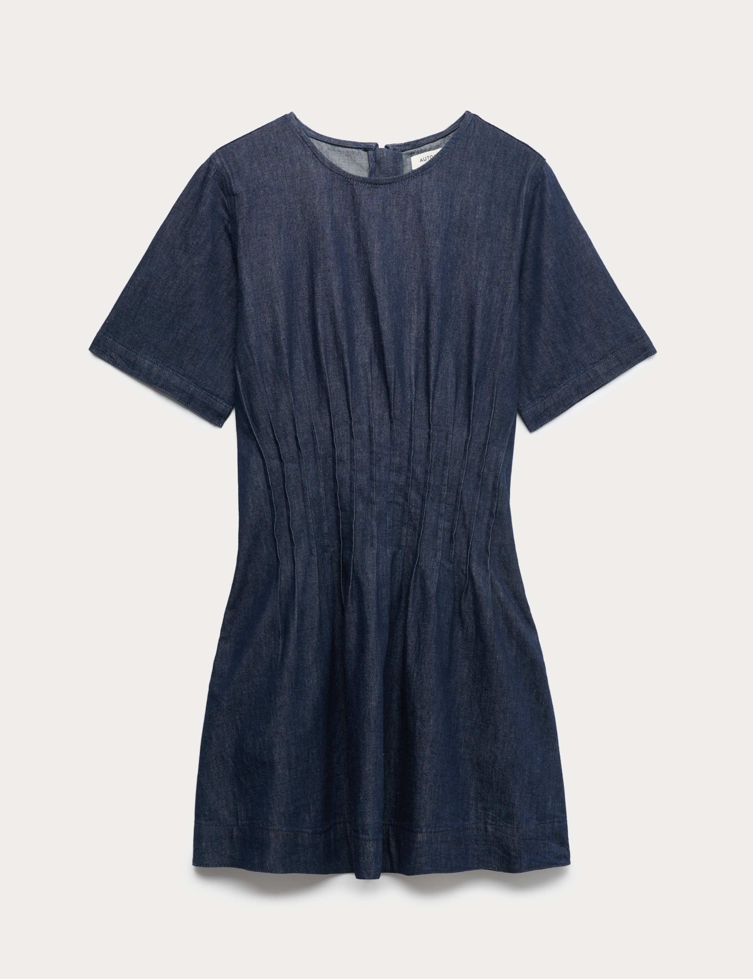 Denim Pintuck Mini Skater Dress