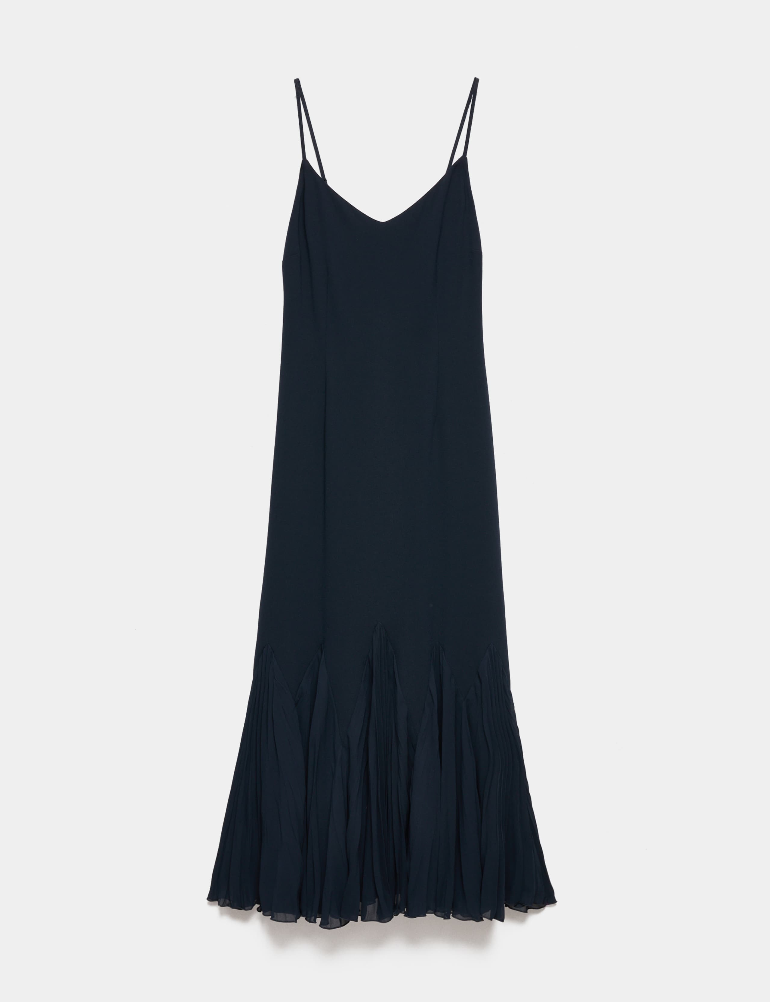 V-Neck Pleat Detail Maxi Slip Dress