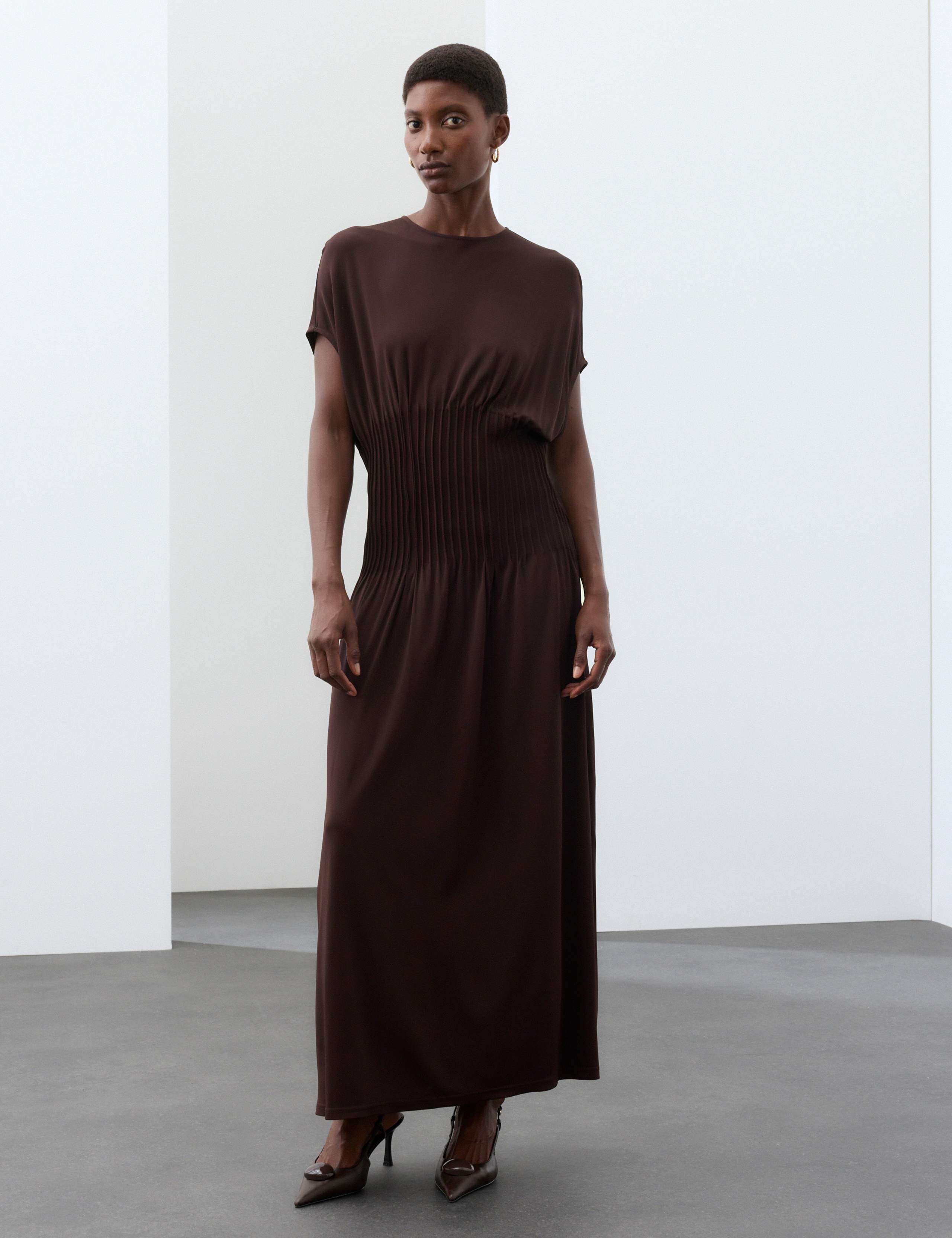 Jersey Pintuck Maxi Dress