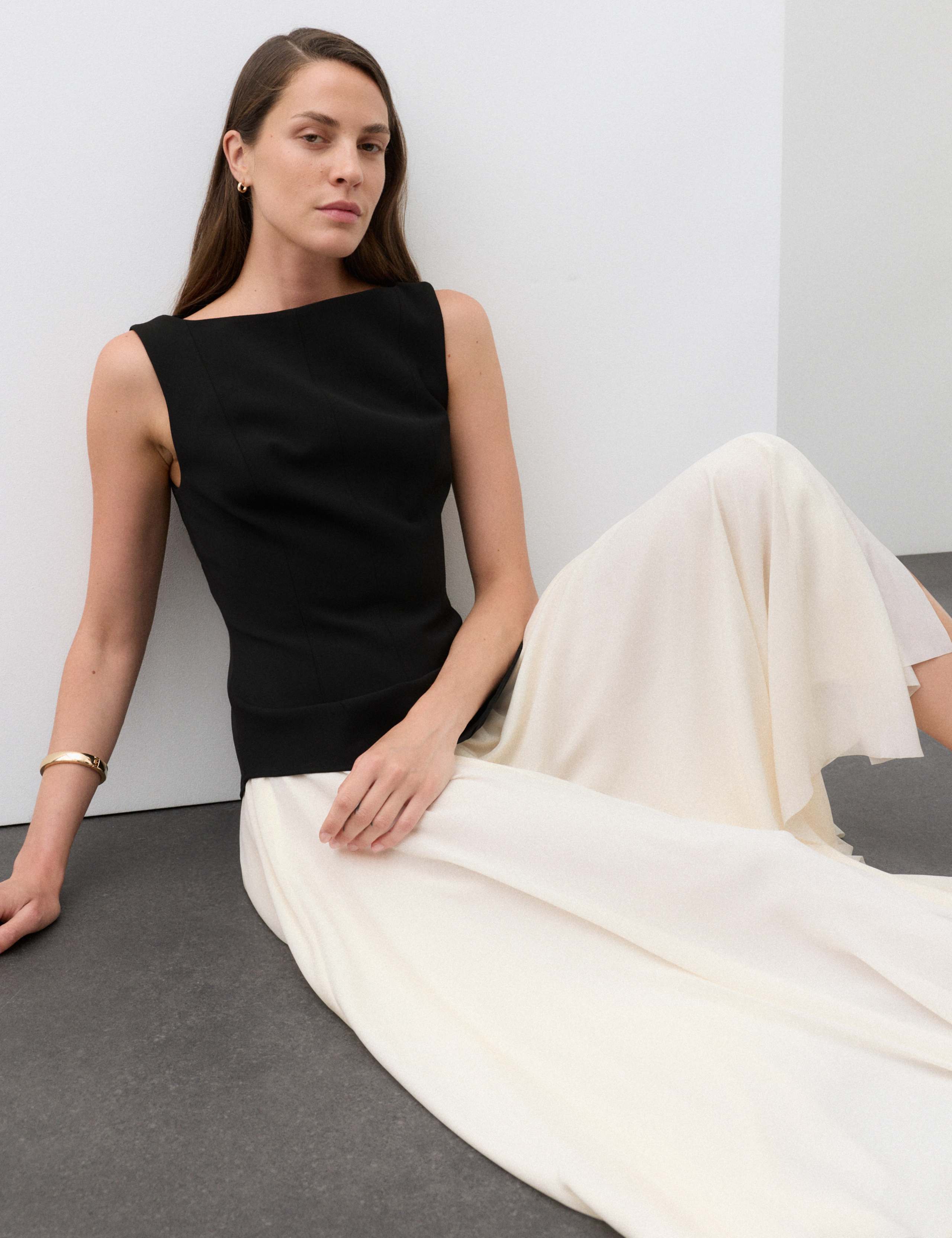 Wool Blend Colour Block Midaxi Dress