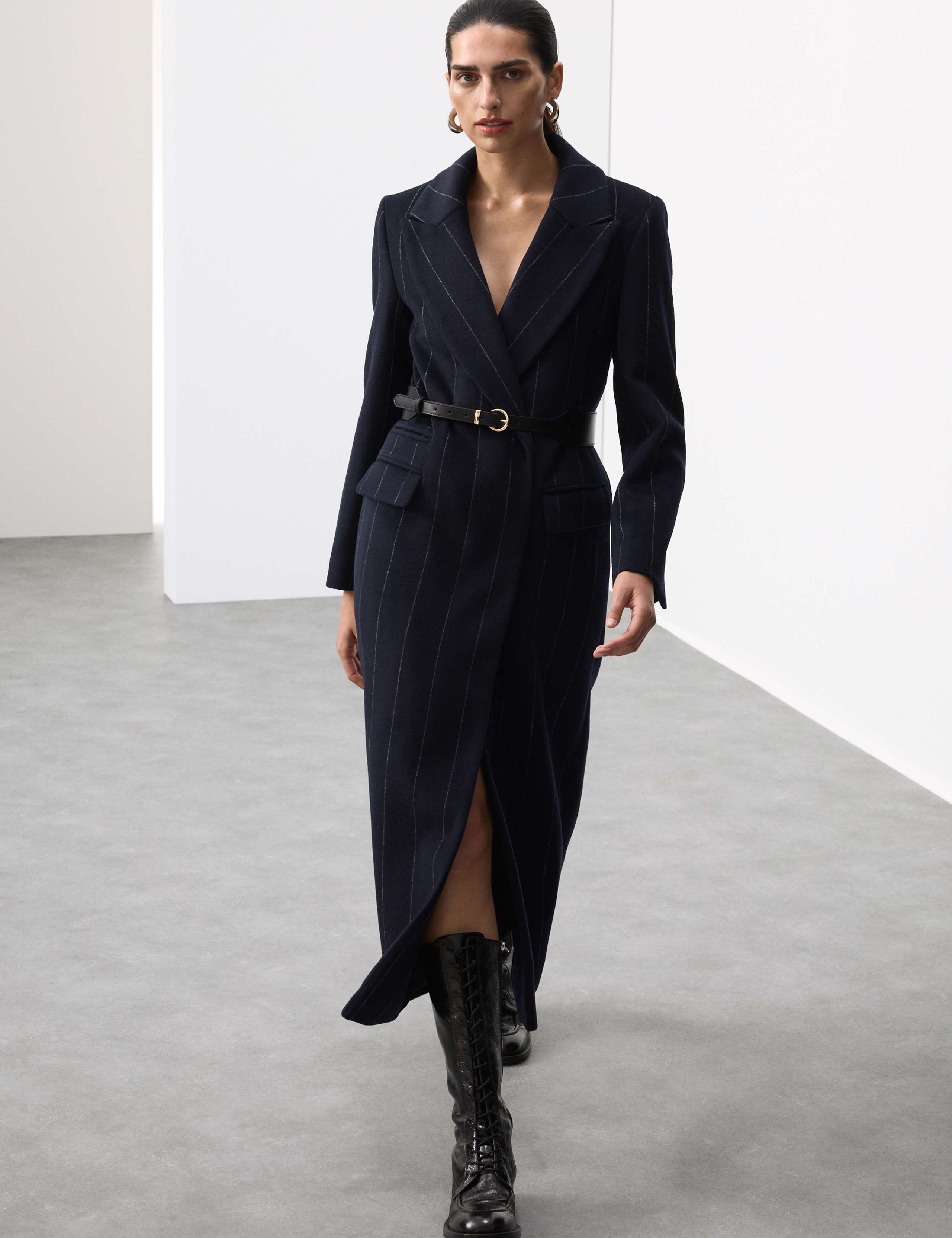 Wool Rich Double Breasted Longline Coat