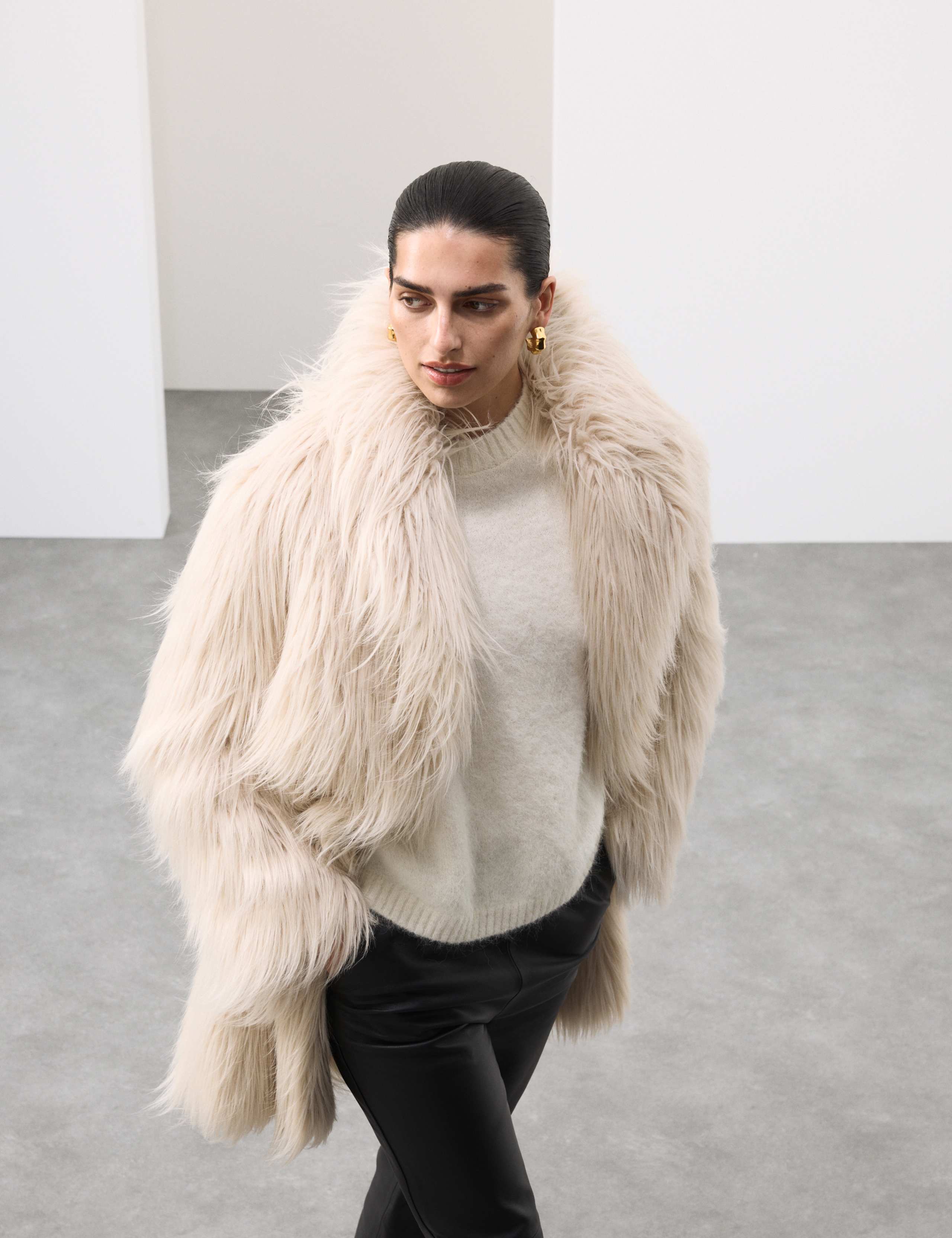 Faux Fur Collared Longline Coat