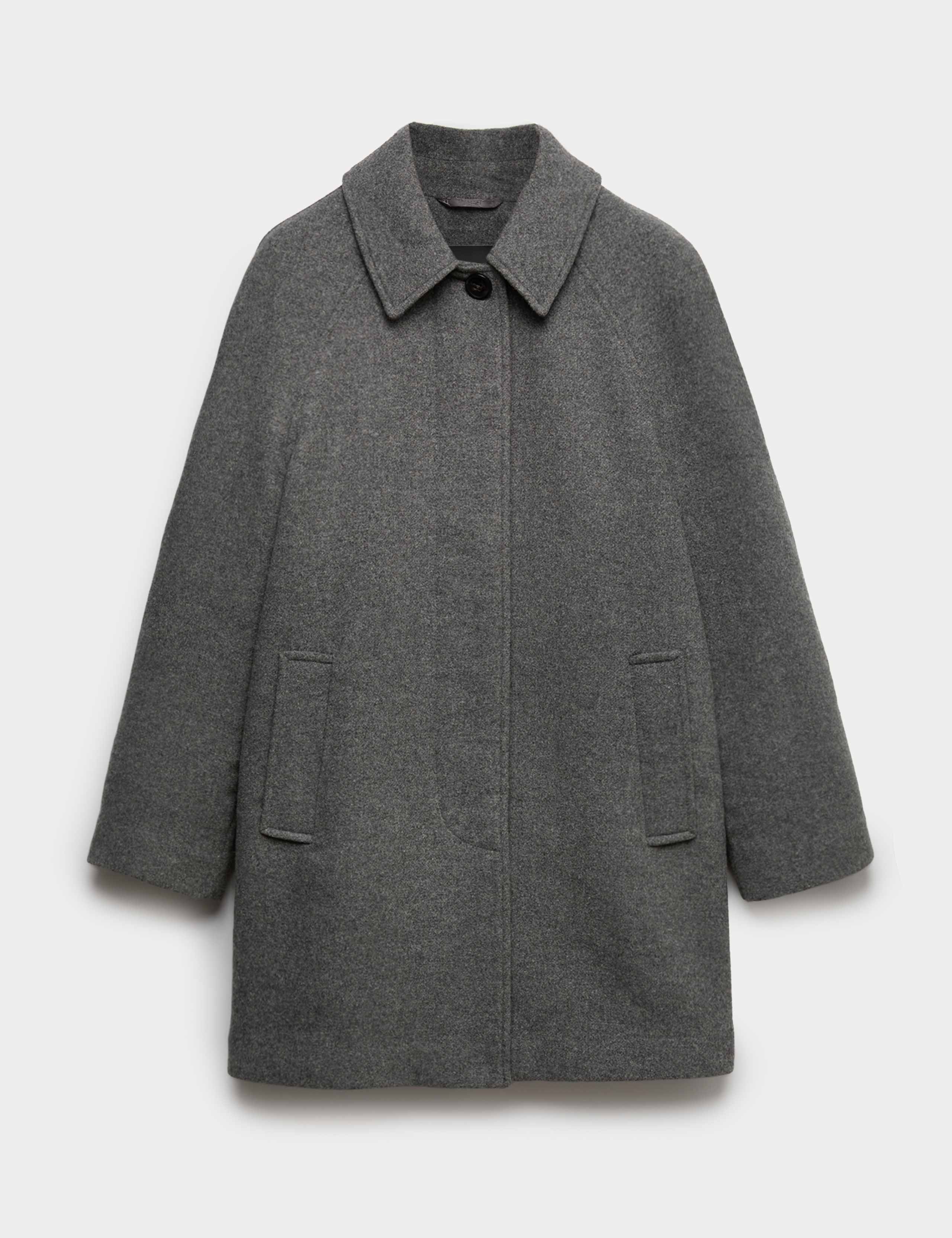 Longline Car Coat with Wool
