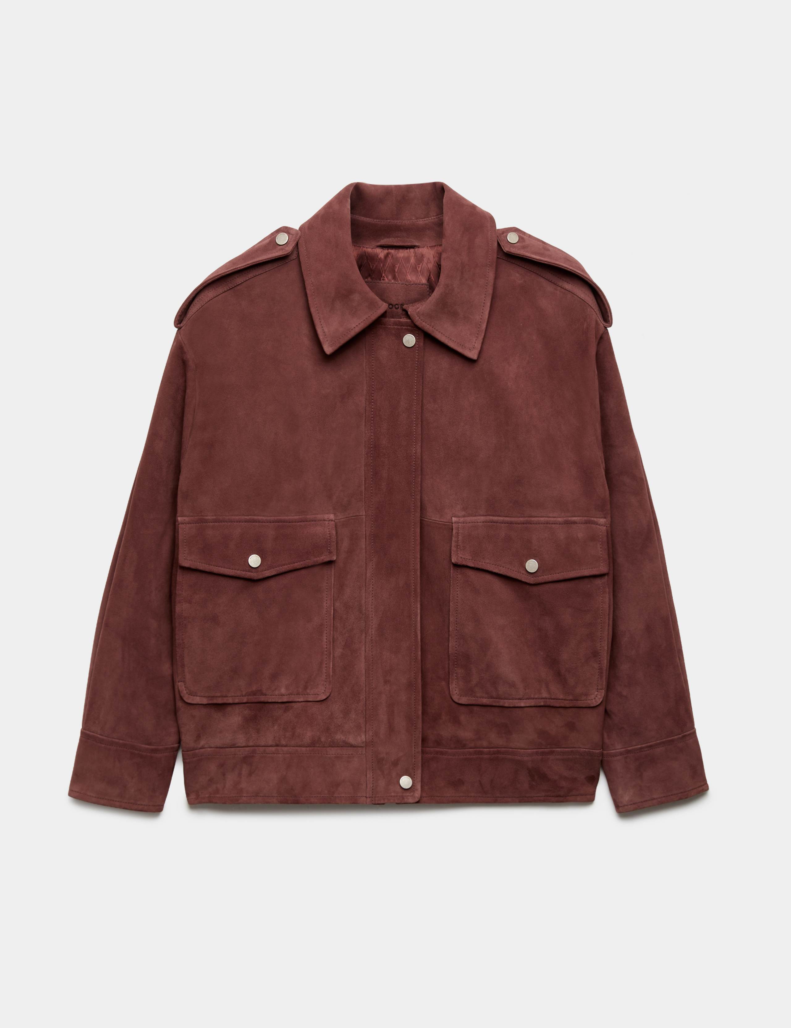 Suede Collared Bomber Jacket